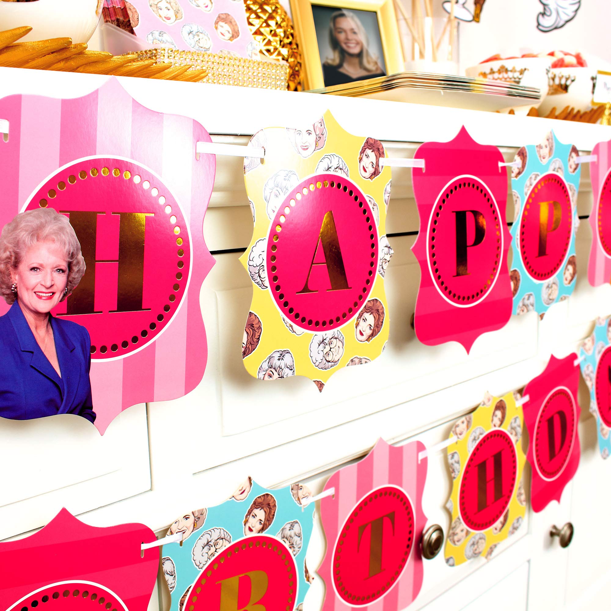 Golden Girls Birthday Party Decorations Set - 58 Piece Happy Birthday Banner, Balloons & More for 40th, 50th Birthday & Bridal Showers | Perfect for Women's Milestone Celebrations & Themed Parties