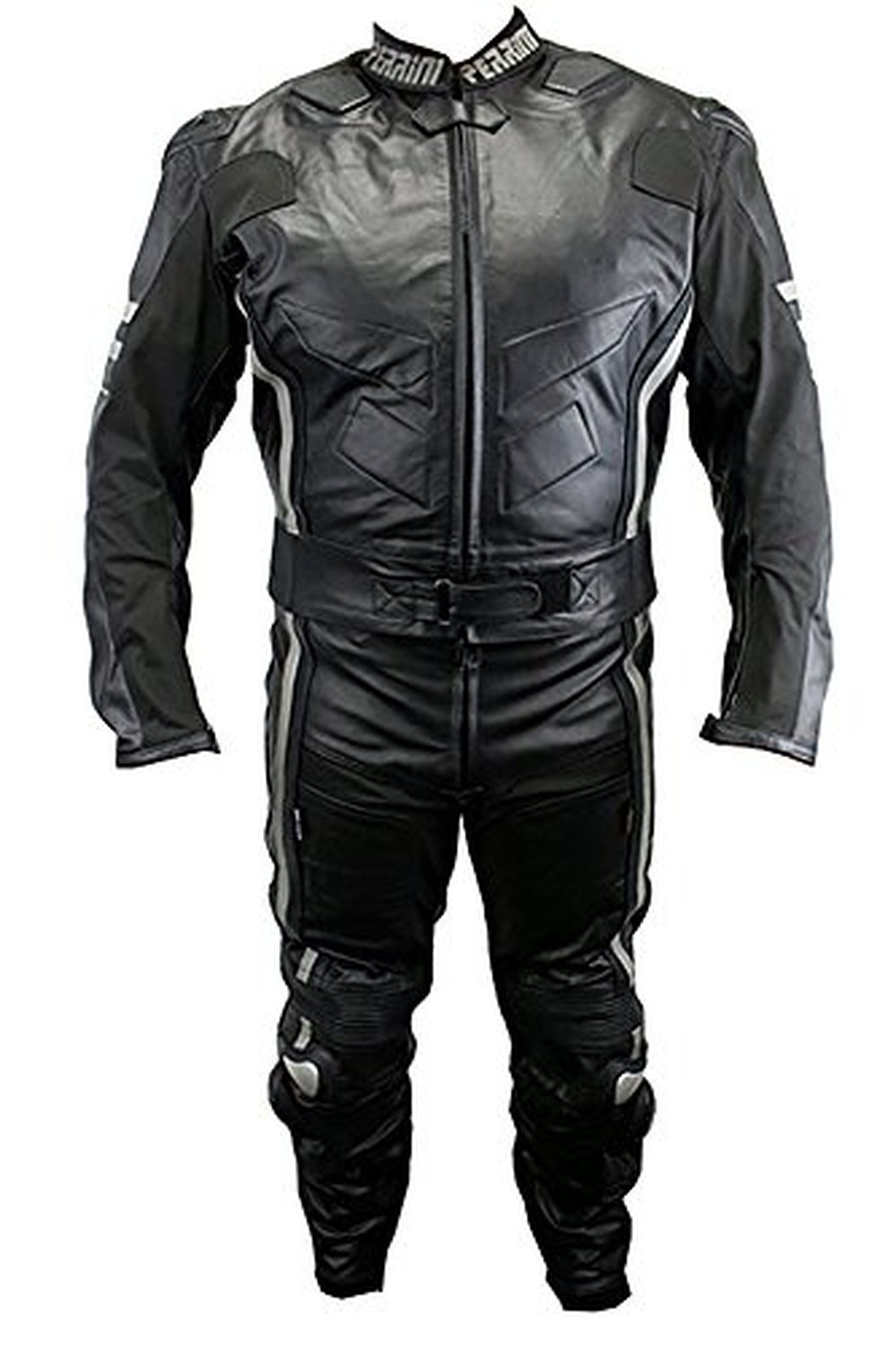 2pc Ghost II Motorcycle Racing Leather Suit with Metal Waist Zipper - Premium Motorcycle Gear for Track Racing & High-Speed Performance