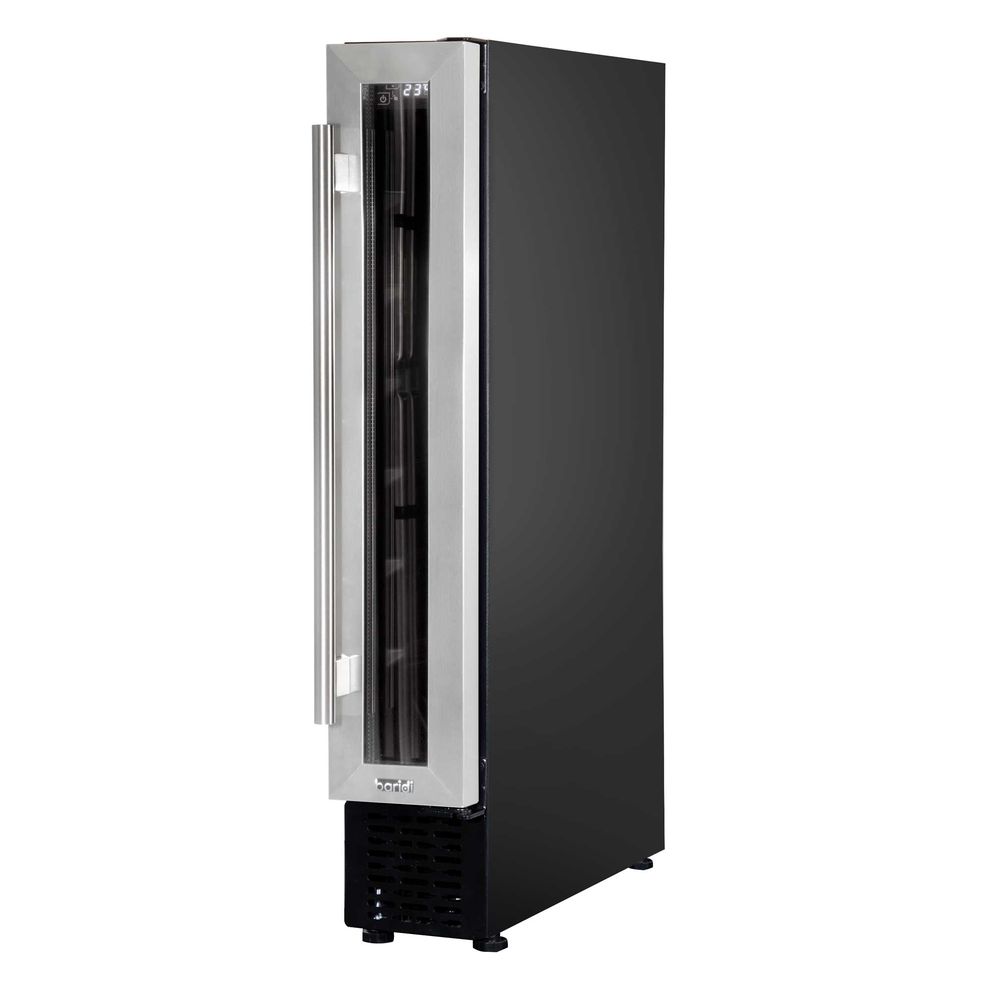Baridi 7 Bottle 15cm Slim Wine Cooler with Digital Touch Screen Controls - Stainless Steel Wine Refrigerator for Kitchen, Bar, Office | Compact & Energy Efficient DH77