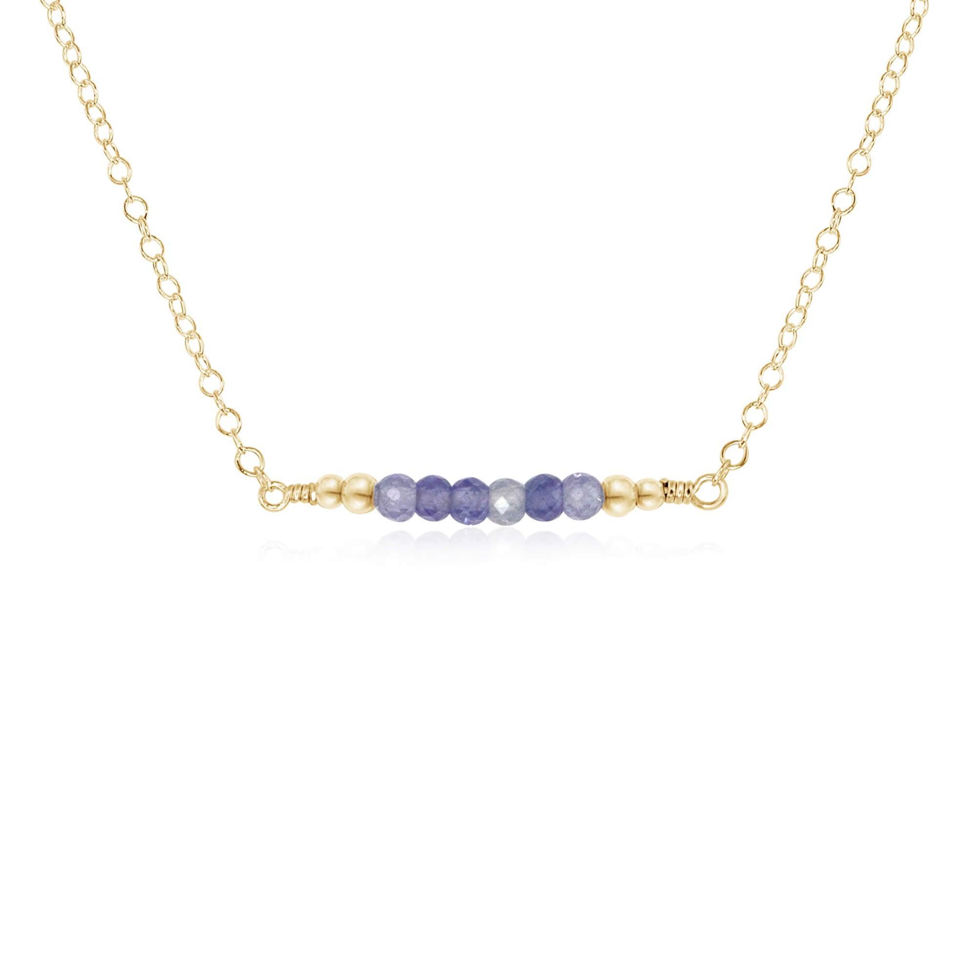 Sparkling Tanzanite Faceted Bead Bar Necklace - Elegant Handmade Jewelry for Women, Perfect for Weddings, Parties & Special Occasions