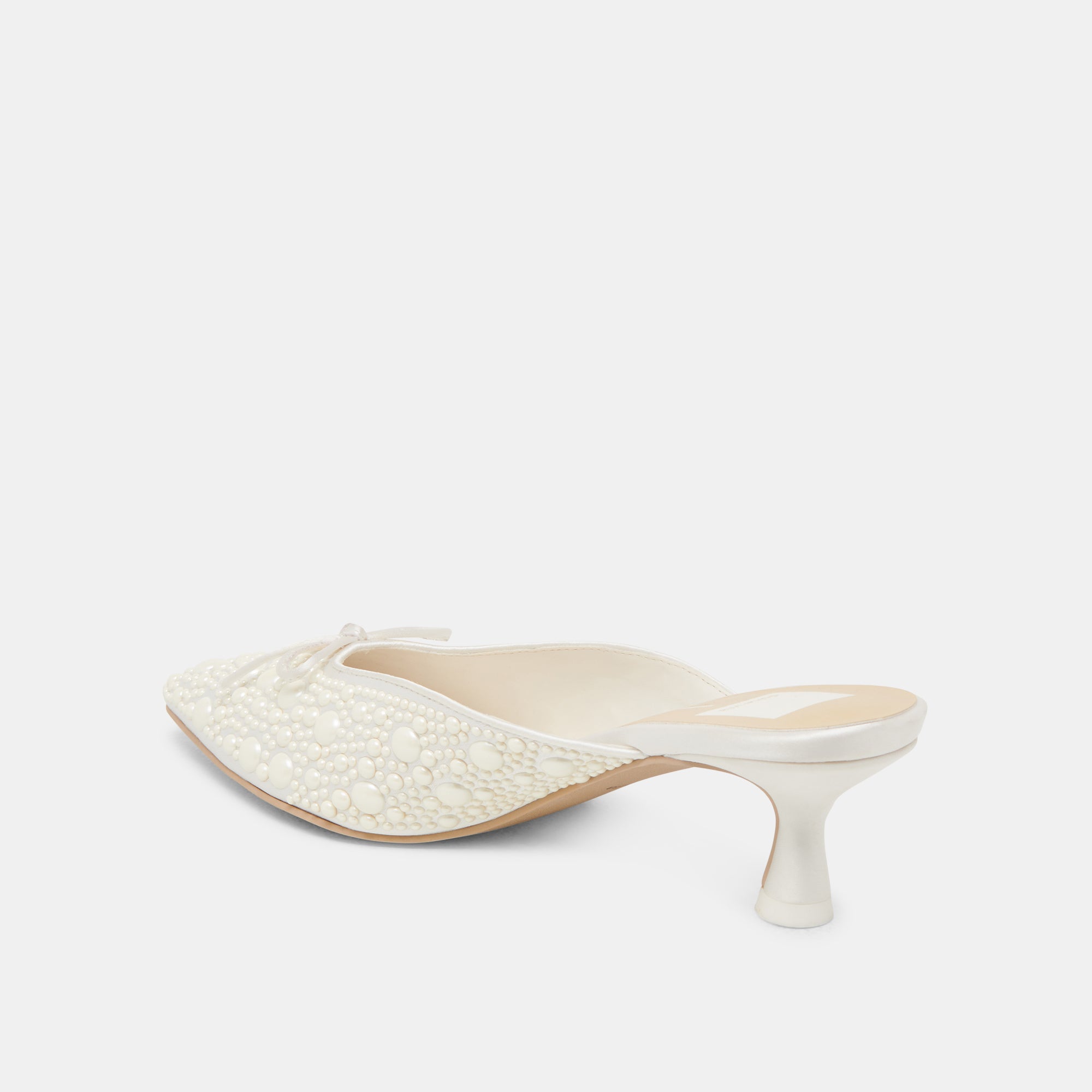 CLAYTN Pearl Heels - True White Satin High Heels for Women | Elegant Wedding Shoes, Prom Night, and Special Occasions