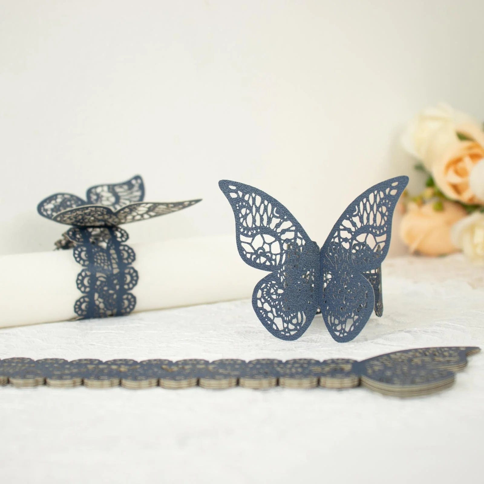 12 Pack Laser Cut 3D Butterfly Napkin Rings for Wedding, Party & Table Decor - Elegant DIY Paper Craft for Dinnerware & Home Decoration