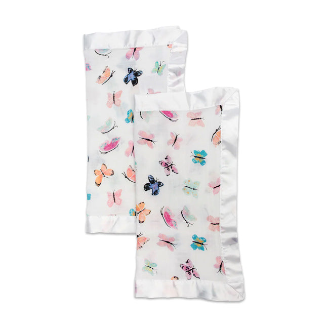 Lulujo 2-Pack Muslin Cotton Security Blankets for Babies - Soft Butterfly Design, Perfect for Nursery, Travel & Comforting Infants