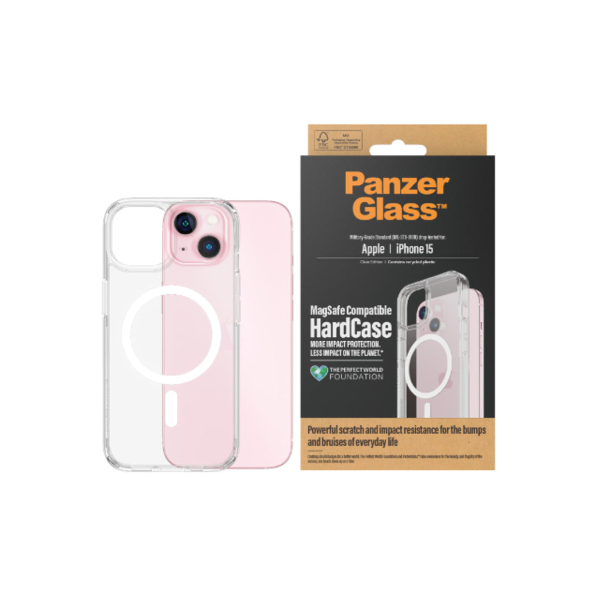 PanzerGlass Magsafe Compatible Shockproof Case for iPhone 15 - Slim Protective Cover with Military-Grade Drop Protection (Perfect for Outdoor Adventures, Work & Daily Use)