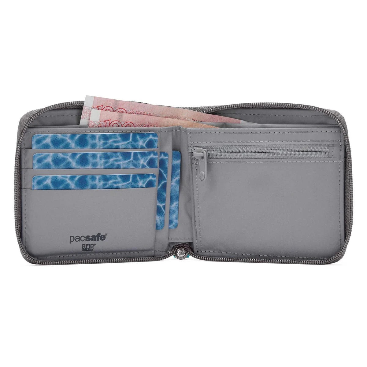 Pacsafe RFIDsafe™ RFID Blocking Zip Around Wallet - Secure Travel & Everyday Use for Credit Cards, Passport & Cash - Anti-Theft Protection for Commuting, Shopping & Vacations