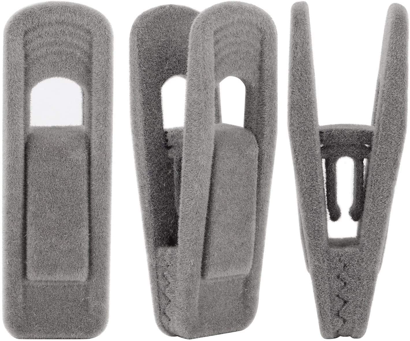 Velvet Hangers with Strong Finger Clips - 20 Pack Grey Velvet Clothes Hangers for Wardrobe Organization | Perfect for Delicate Clothing & Space-Saving Closet Storage
