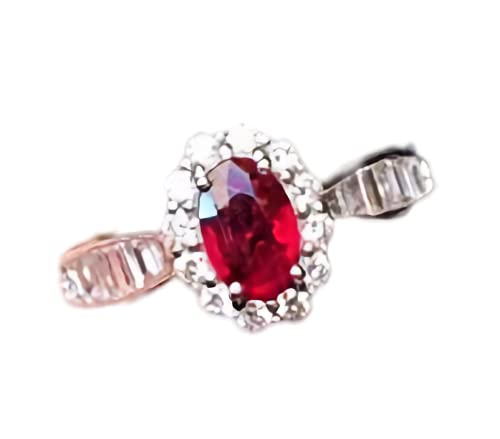 Natural Red Ruby Ring for Women - July Birthstone Sterling Silver Engagement, Cocktail & Wedding Ring - Handmade Art Deco Jewelry - Perfect for Gifts, Anniversaries & Special Occasions