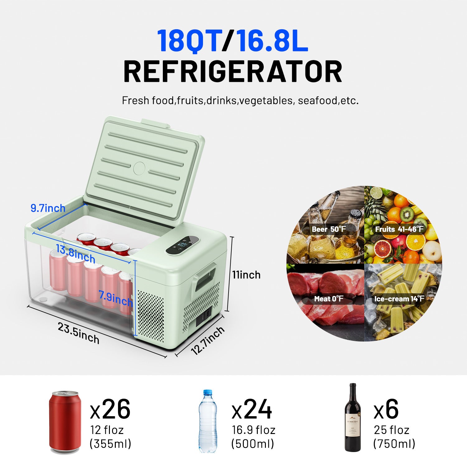 Alpicool S15 12V Portable Car Refrigerator Freezer - 15L Compact Mini Fridge for Road Trips, Camping & Outdoor Adventures - Dual Zone Cooling & Battery Protection
