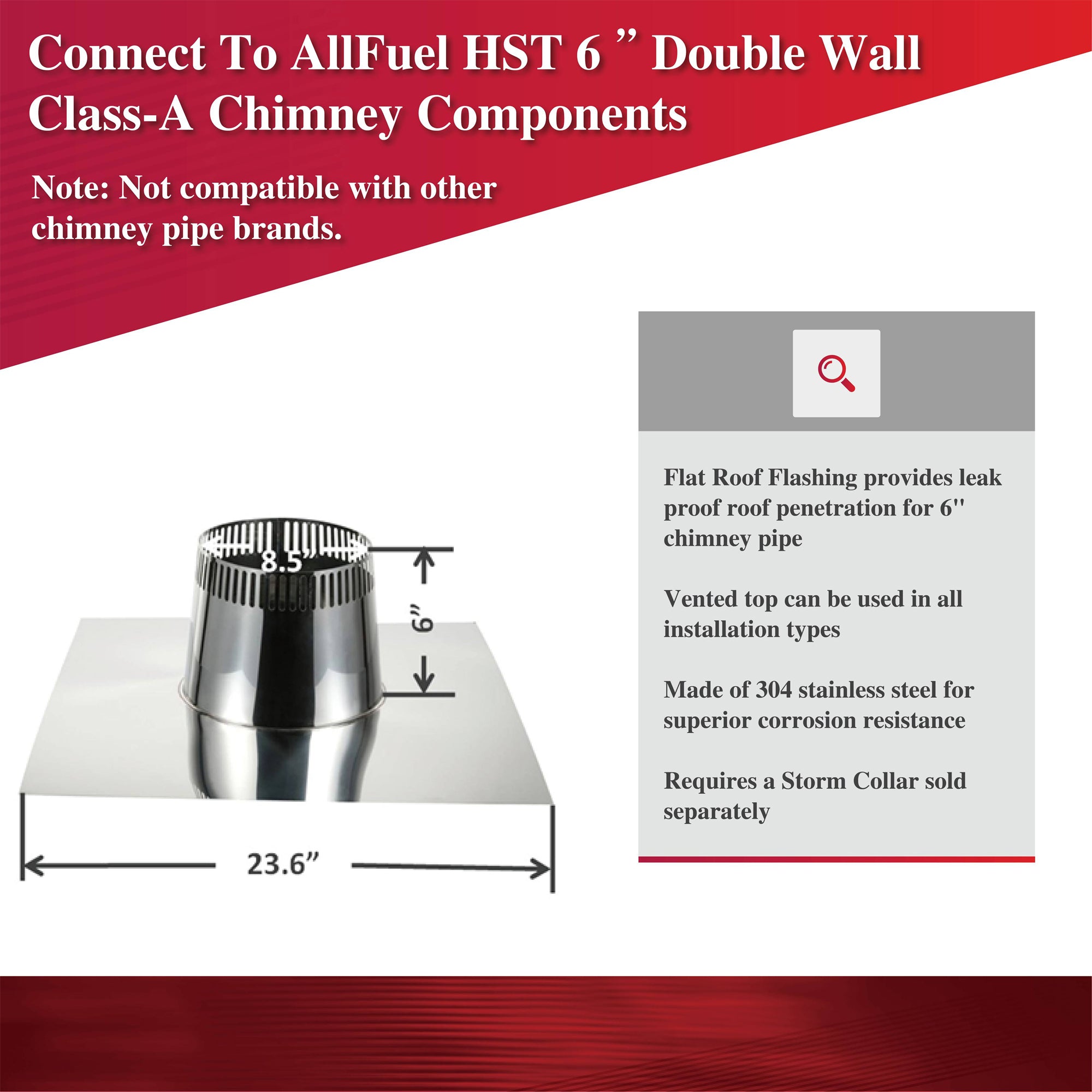 AllFuelHST Flat Roof Flashing for 6