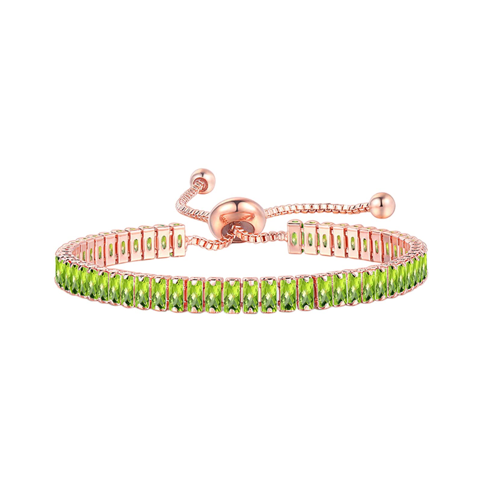 Diamond Tennis Bracelet for Women - Adjustable Sliding Wedding Bracelet & Gold Necklace Set (Green, One Size) - Perfect for Bridal Jewelry, Anniversary Gifts & Special Occasions