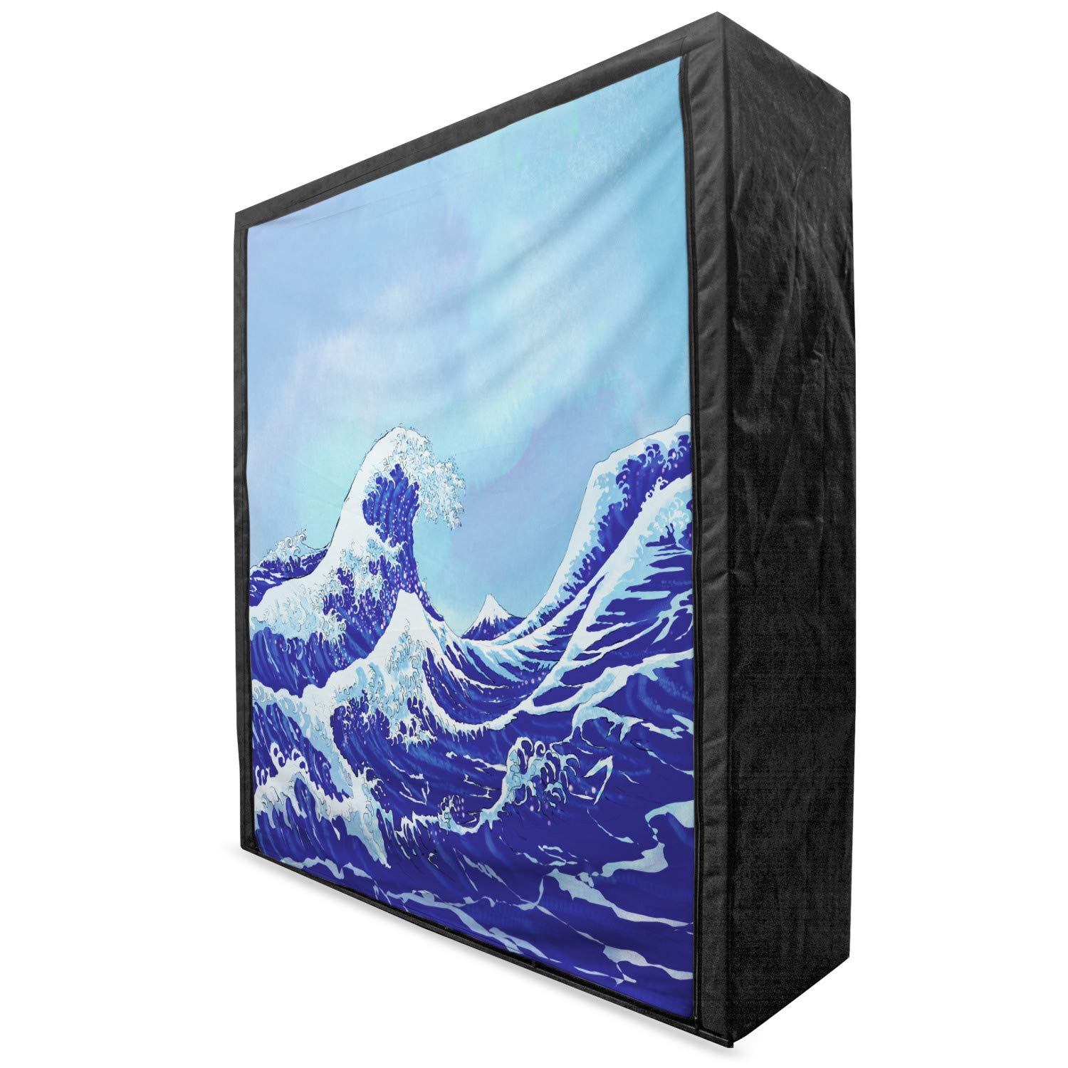 Ambesonne Kanagawa Portable Fabric Wardrobe - Japanese Ocean Wave Art Design, 59