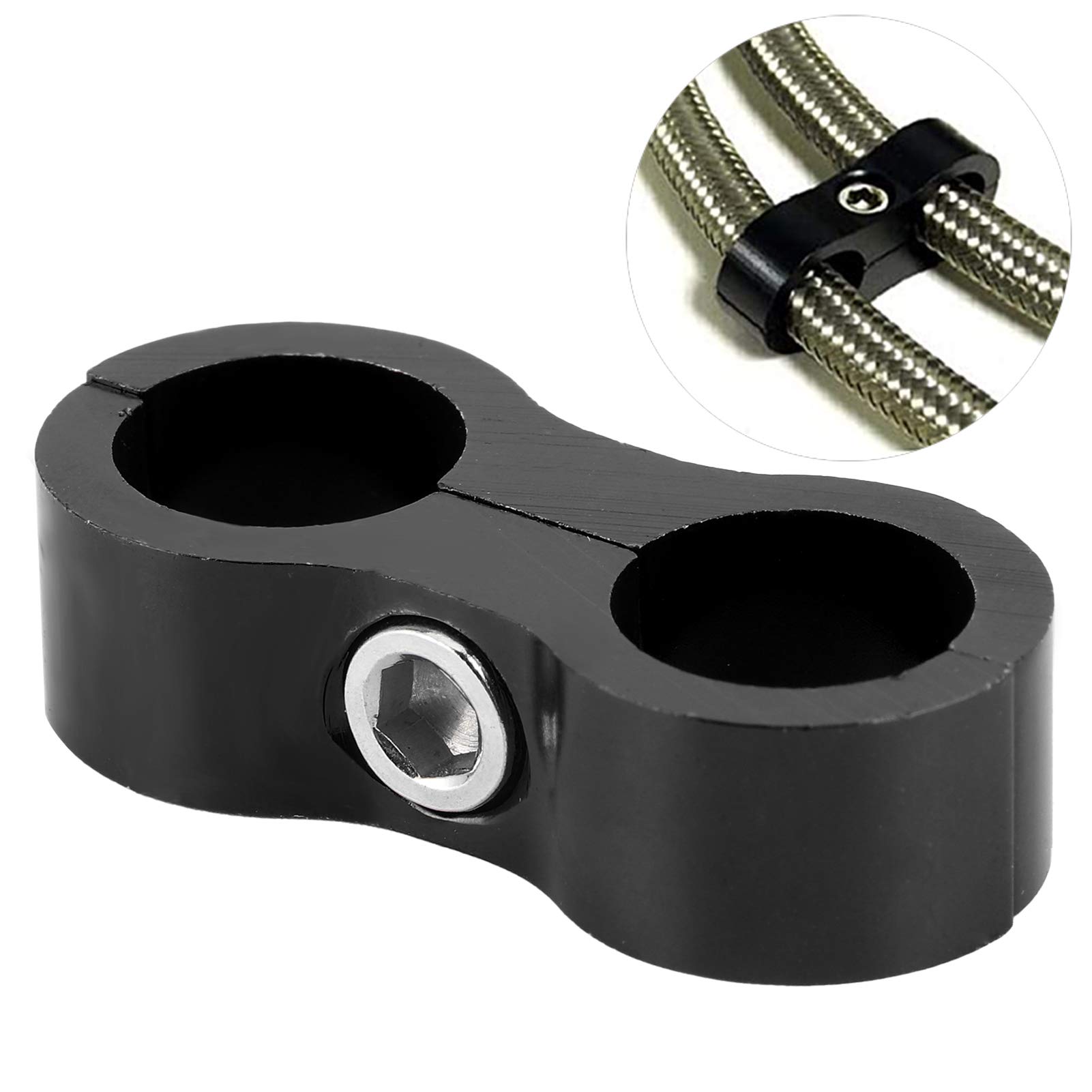 8An Hose Separator - Eco-Friendly Aluminum Alloy Hose Clamp Divider for Water Pipe, Oil Line, Brake Line & Fuel Hose (Black) | Perfect for Automotive, Plumbing & Industrial Applications