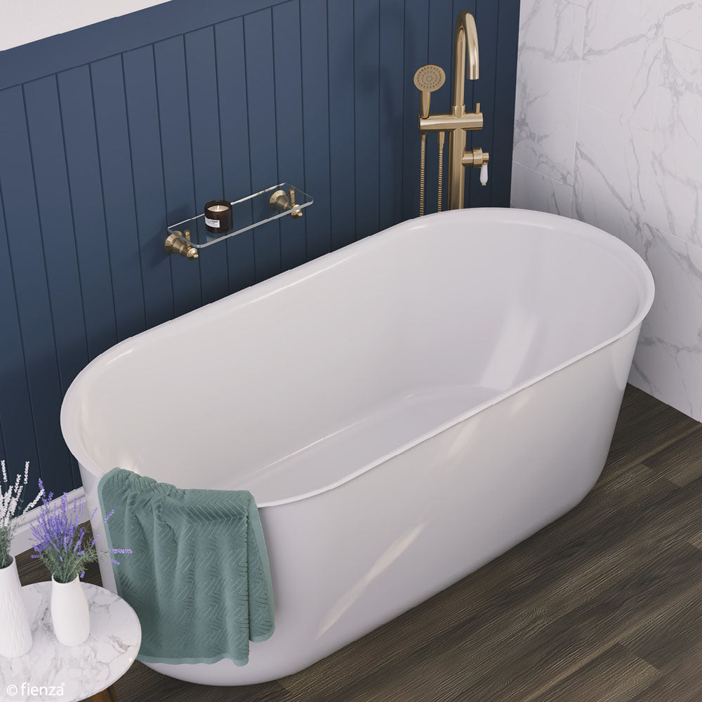 Fienza FR72 1500 Windsor Freestanding Acrylic Bathtub 1500mm - Gloss White for Modern Bathroom Luxury & Relaxation