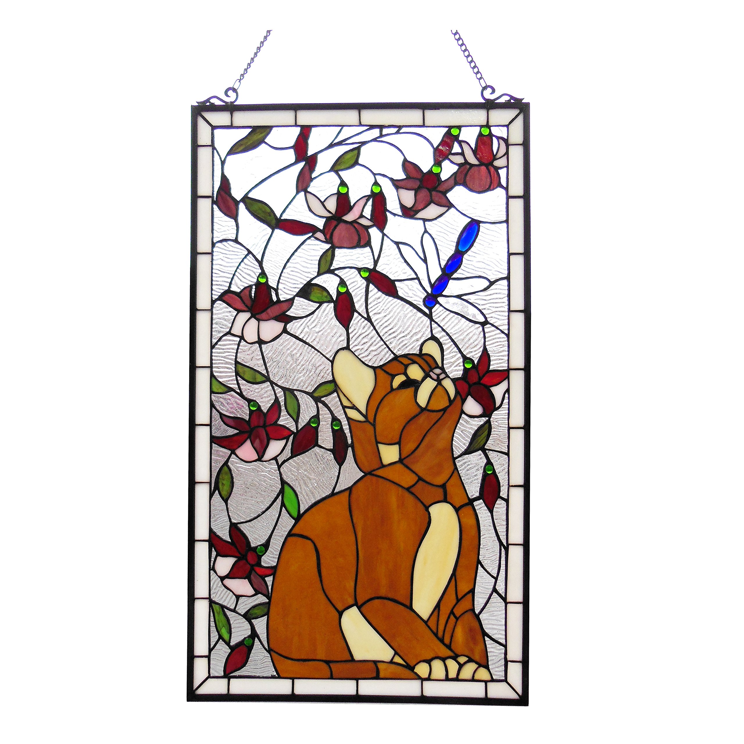 Tiffany Stained Glass Window Panel 18x31 Inches - Handcrafted Art Glass for Home Decor, Church, and Office Windows