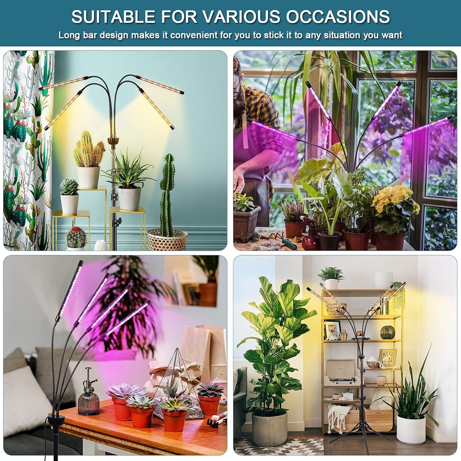 Best LED Grow Lights for Indoor Plants - 15-60 Inches Adjustable Tripod Stand with 4/8/12H Timer & Remote Control - Perfect for Hydroponics, Seedlings, Succulents & Home Gardening