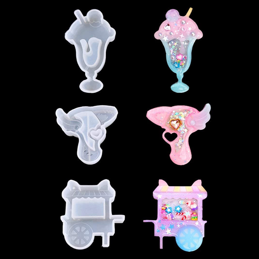 Premium 9-Piece Resin Silicone Mold Set - Quicksand Epoxy, Ice Cream, Unicorn Wing & Truck Shapes for DIY Keychains, Jewelry & Crafts | Perfect for Resin Art, Home Decor & Unique Gift Making
