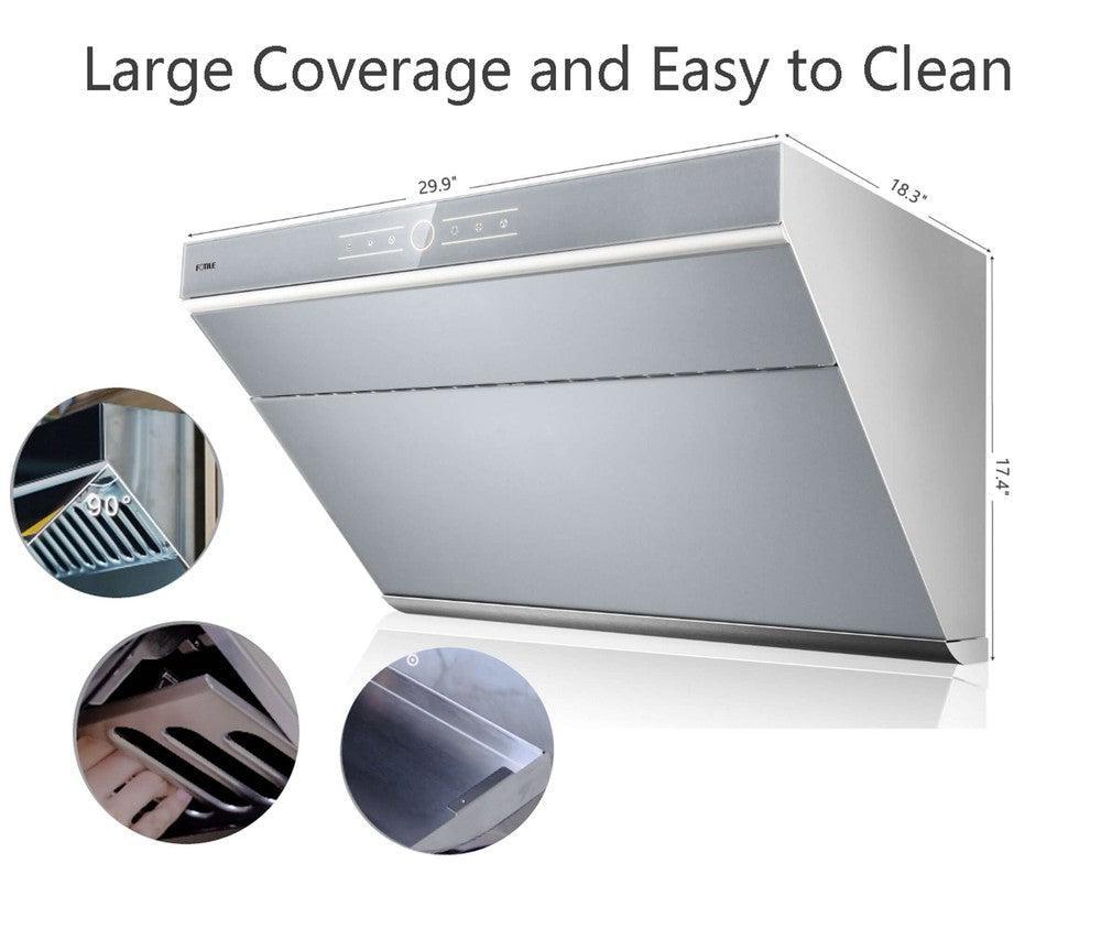 Fotile JQG7501 30-Inch 850 CFM Wall Mount Range Hood - Touchscreen Control, Multiple Color Options for Modern Kitchens | Powerful Ventilation for Cooking, Grilling & Frying