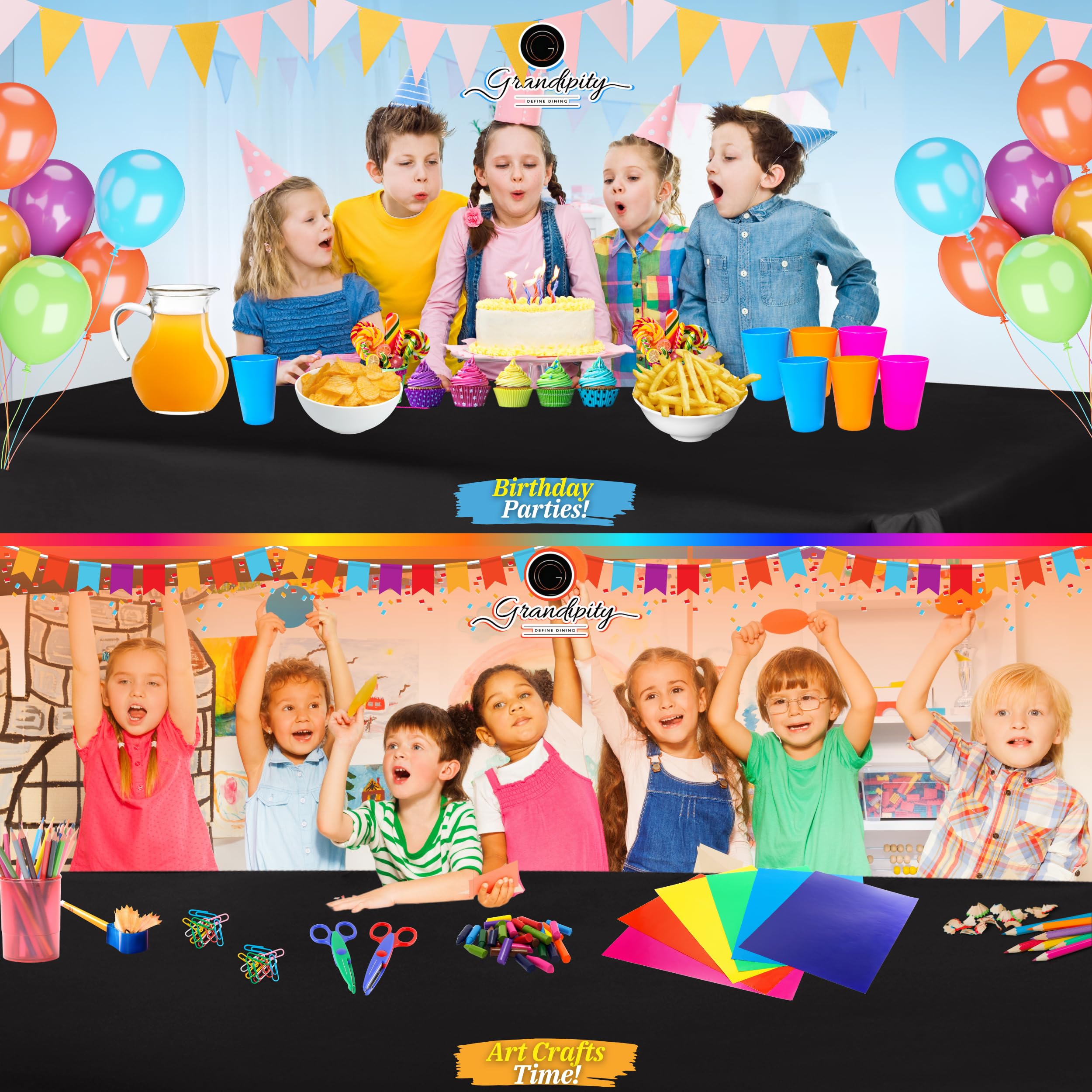 Premium Disposable Black Plastic Tablecloth (6 Pack) 54