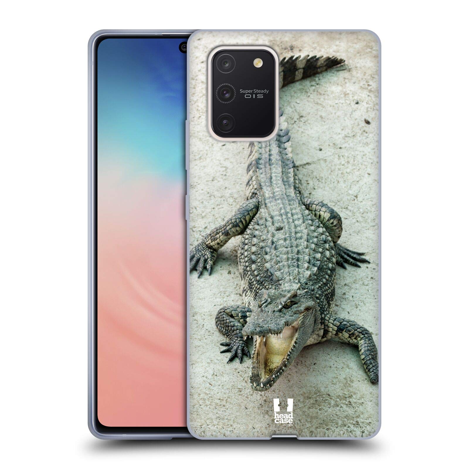 Head Case Designs Open-Mouthed Crocodile Wildlife Soft Gel Case for Samsung Galaxy S10 Lite with Matching Wallpaper - Perfect for Outdoor Adventures and Nature Enthusiasts