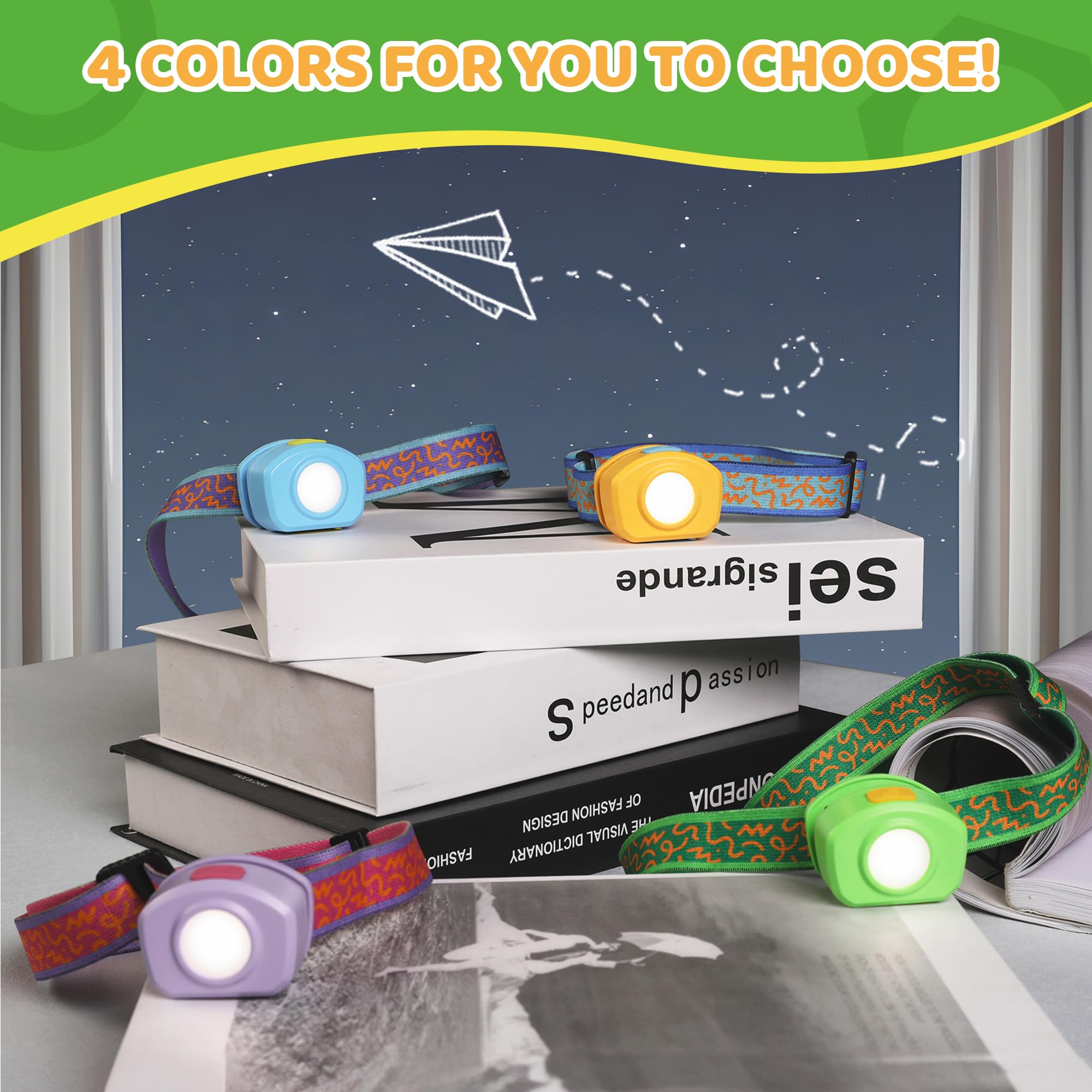 EverBrite Rechargeable LED Headlamp for Kids - RGB Multicolor Light with Adjustable Headband, 3 Lighting Modes | Perfect for Camping, Reading, Exploring, Halloween & Christmas Gifts