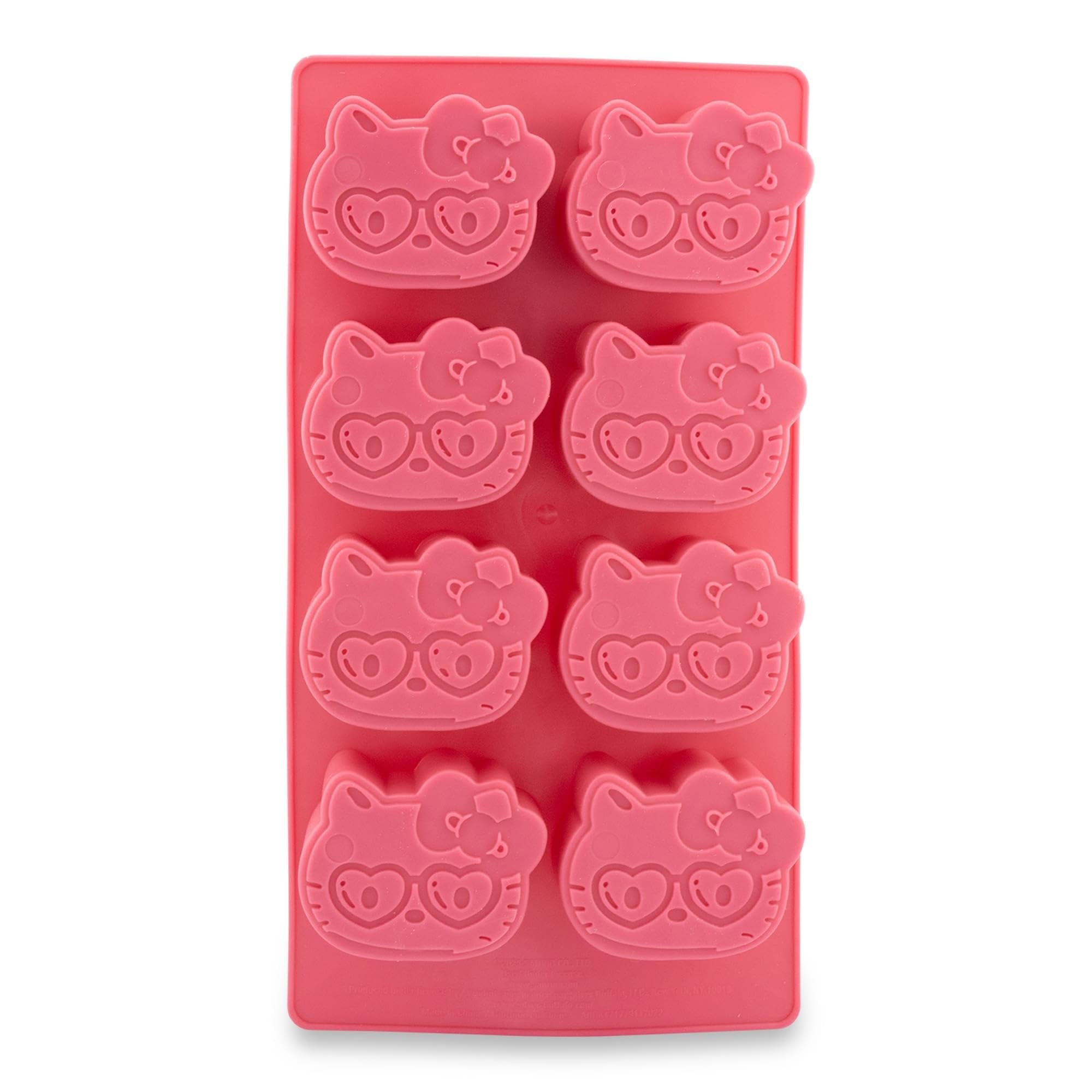 Sanrio Hello Kitty Hearts Flexible Silicone Ice Cube Tray - Cute Character-Shaped Ice Molds for Drinks | Reusable Freezer Safe Silicone Mold Makes 8 Adorable Ice Cubes | Perfect for Cocktails, Lemonade & Summer Parties