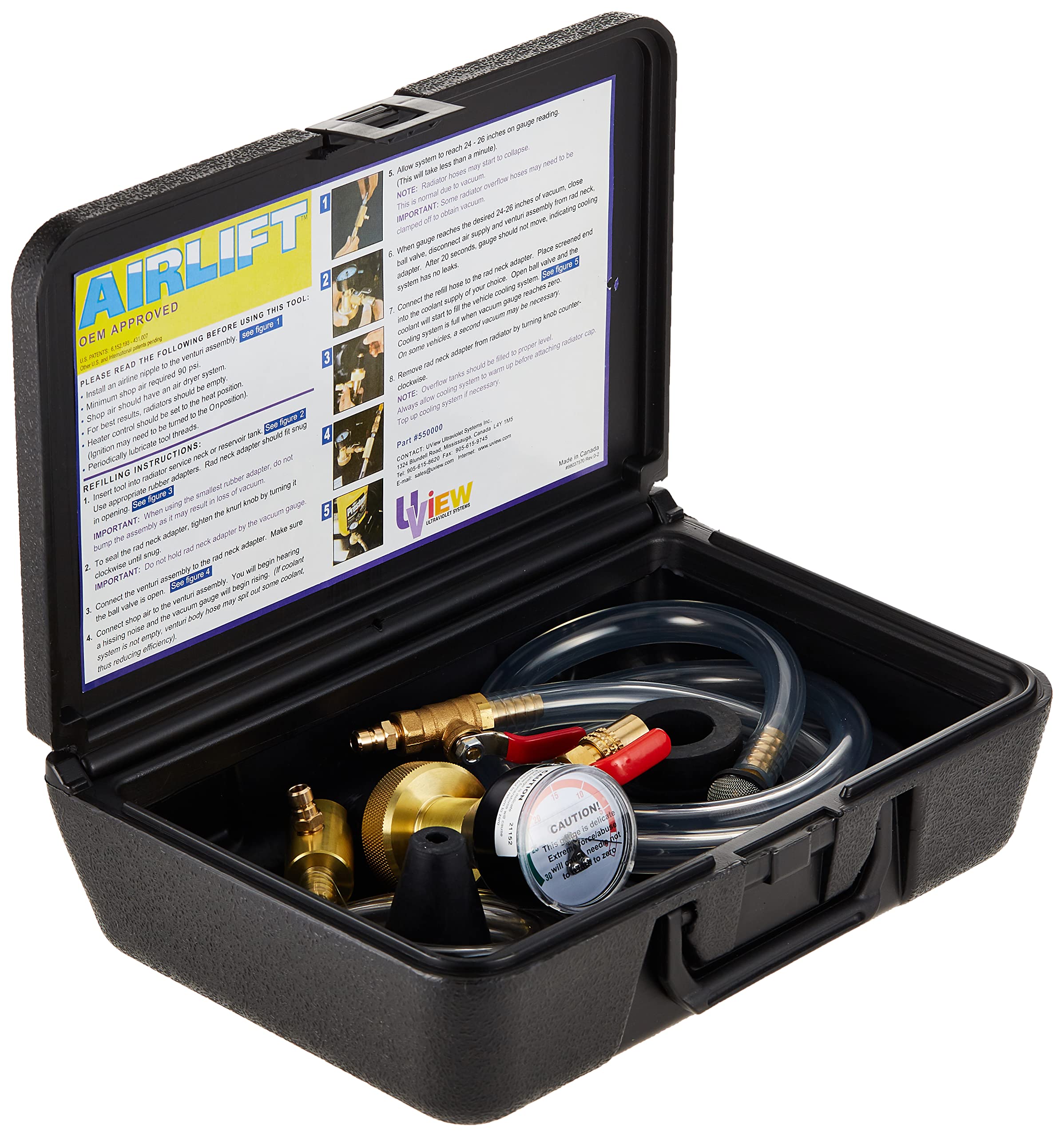 UView 550000 Airlift Cooling System Leak Checker & Airlock Purge Tool Kit - Professional Automotive Cooling System Diagnostic & Maintenance Tool for Mechanics & DIY Enthusiasts - Perfect for Flushing, Bleeding & Pressure Testing Radiators