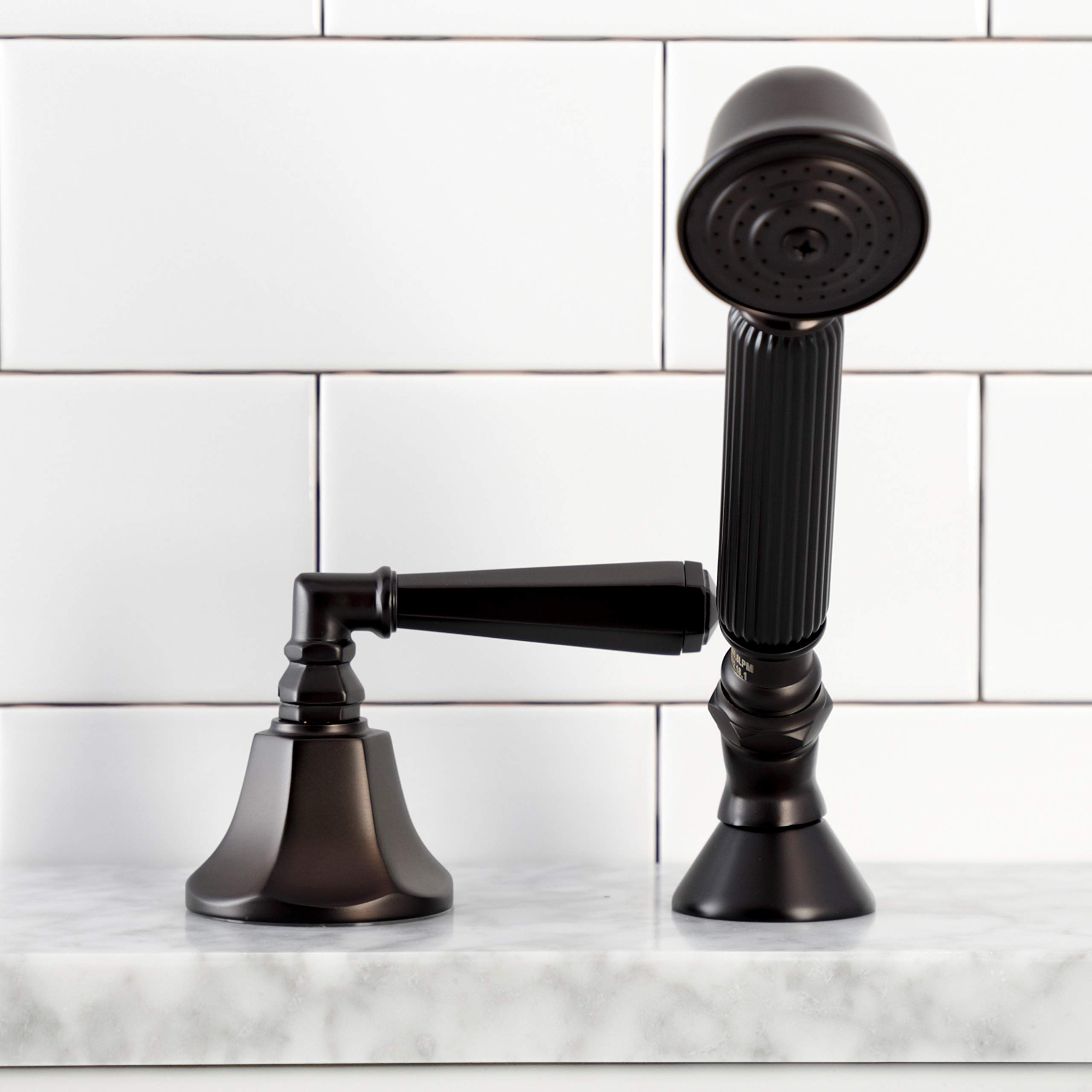 Kingston Brass KSK4305HLTR Oil Rubbed Bronze Deck Mount Hand Shower with Diverter for Roman Tub Faucet, 8 x 5.63 x 2.38 Inches - Perfect for Bathroom Spa Experience and Luxury Home Upgrade