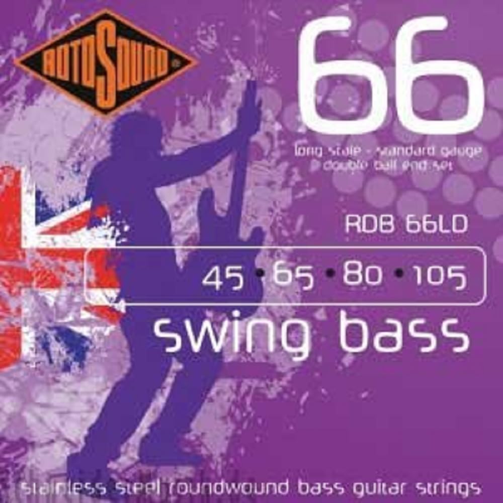 Rotosound RDB66LD Swing Bass 66 Stainless Steel Double Ball End Bass Guitar Strings - Long-Lasting Tone for Rock, Jazz & Studio Recording