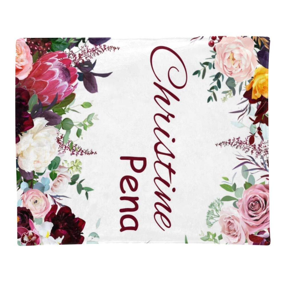 Personalized Baby Blanket with Name - Custom Floral Baby Blanket for Newborns, Infants & Toddlers | Perfect for Nursery, Baby Shower Gifts & Photo Props