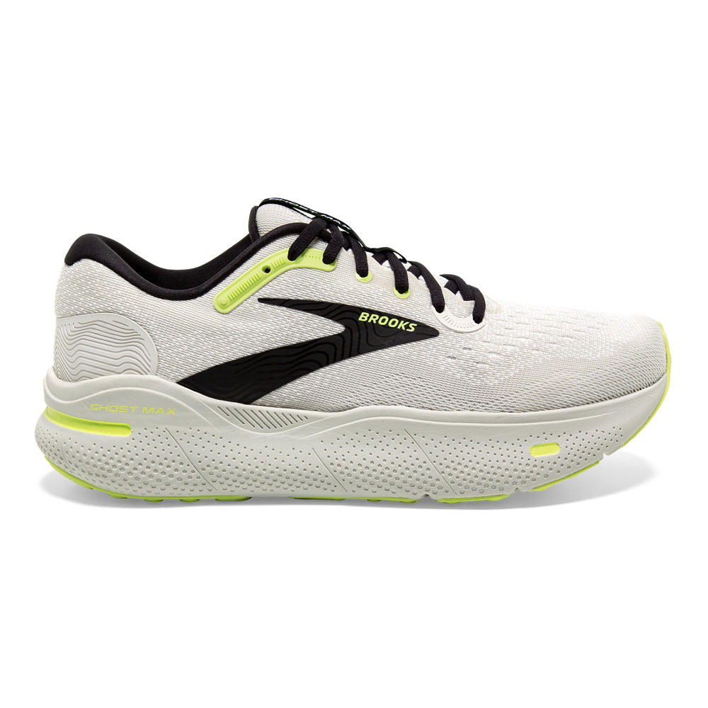 Brooks Ghost Max Running Shoes for Men - Grey/Black/Sharp Green - Size 10 D Medium - Cushioned Road Running & Training Shoes for Marathon, Jogging & Gym Workouts