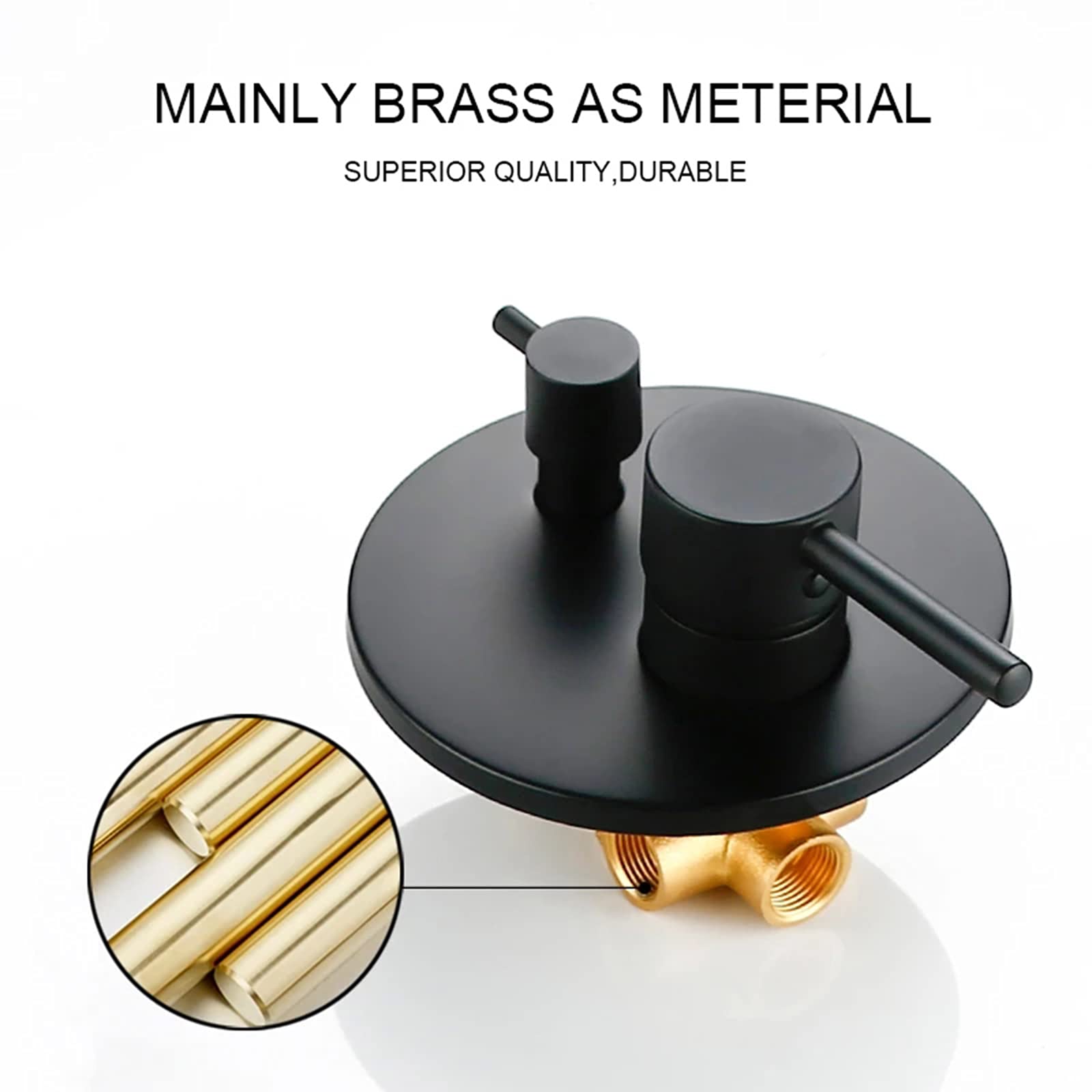 Brass Shower System Set with Diverter Valve - Ultra Thin Round Rainfall Shower Head & Handheld Spray - 10 Inch Bathroom Shower Combo for Modern & Luxury Bathrooms