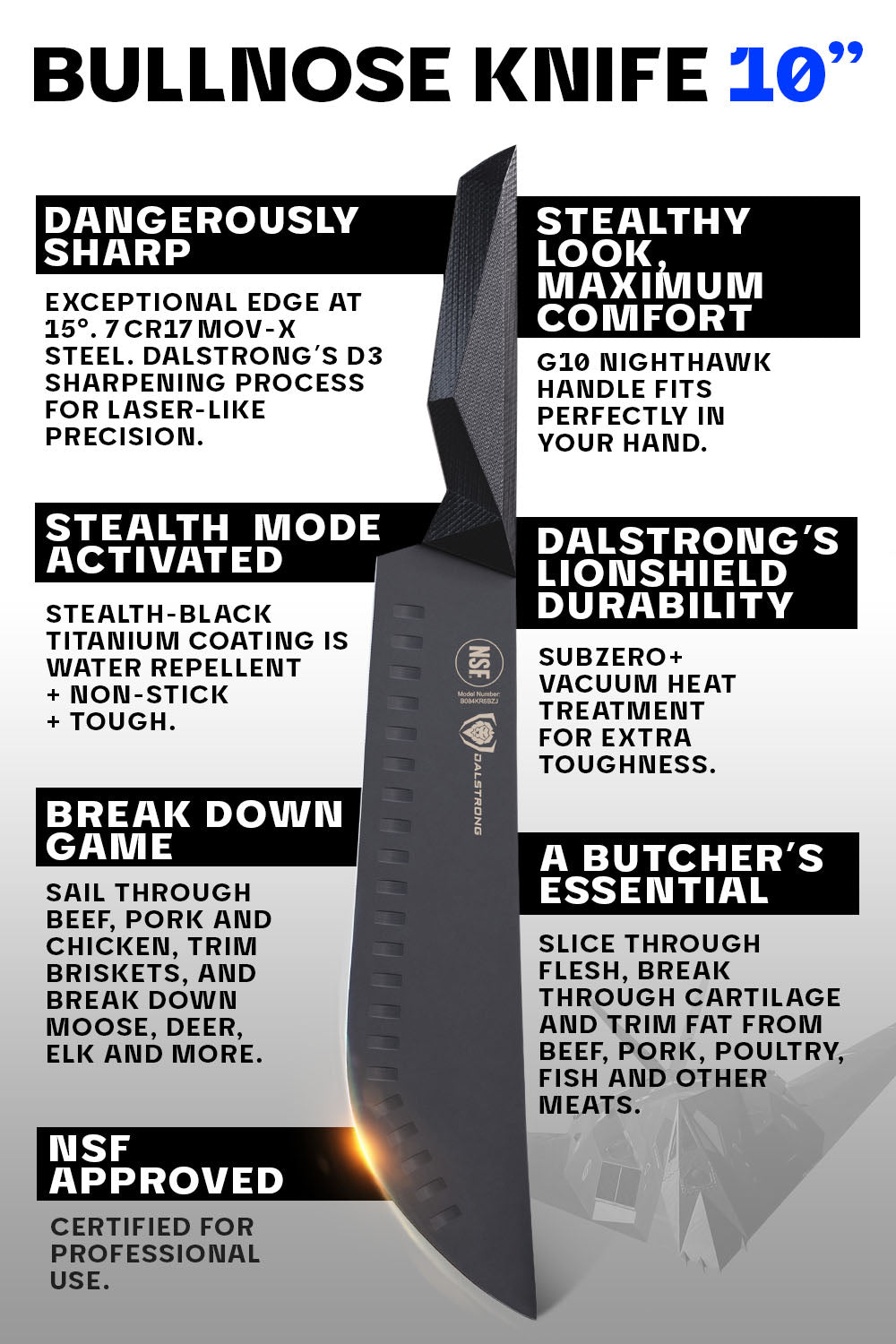 Premium Bull Nose Butcher Knife 10