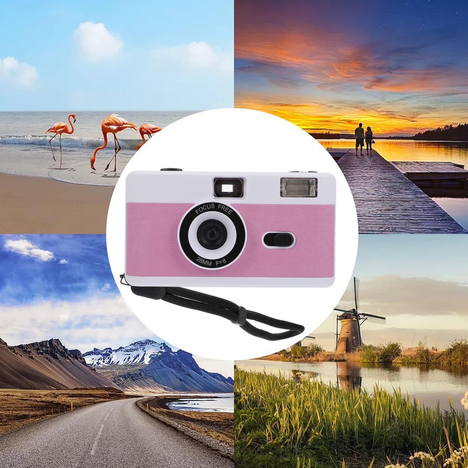 Homoyoyo 5-Pack Retro Film Cameras - Vintage Style Plastic Mini Cameras with Built-in Flash, Travel-Friendly Old Fashioned Macaron White - Perfect for Travel Photography, Party Favors & Nostalgic Gift Giving