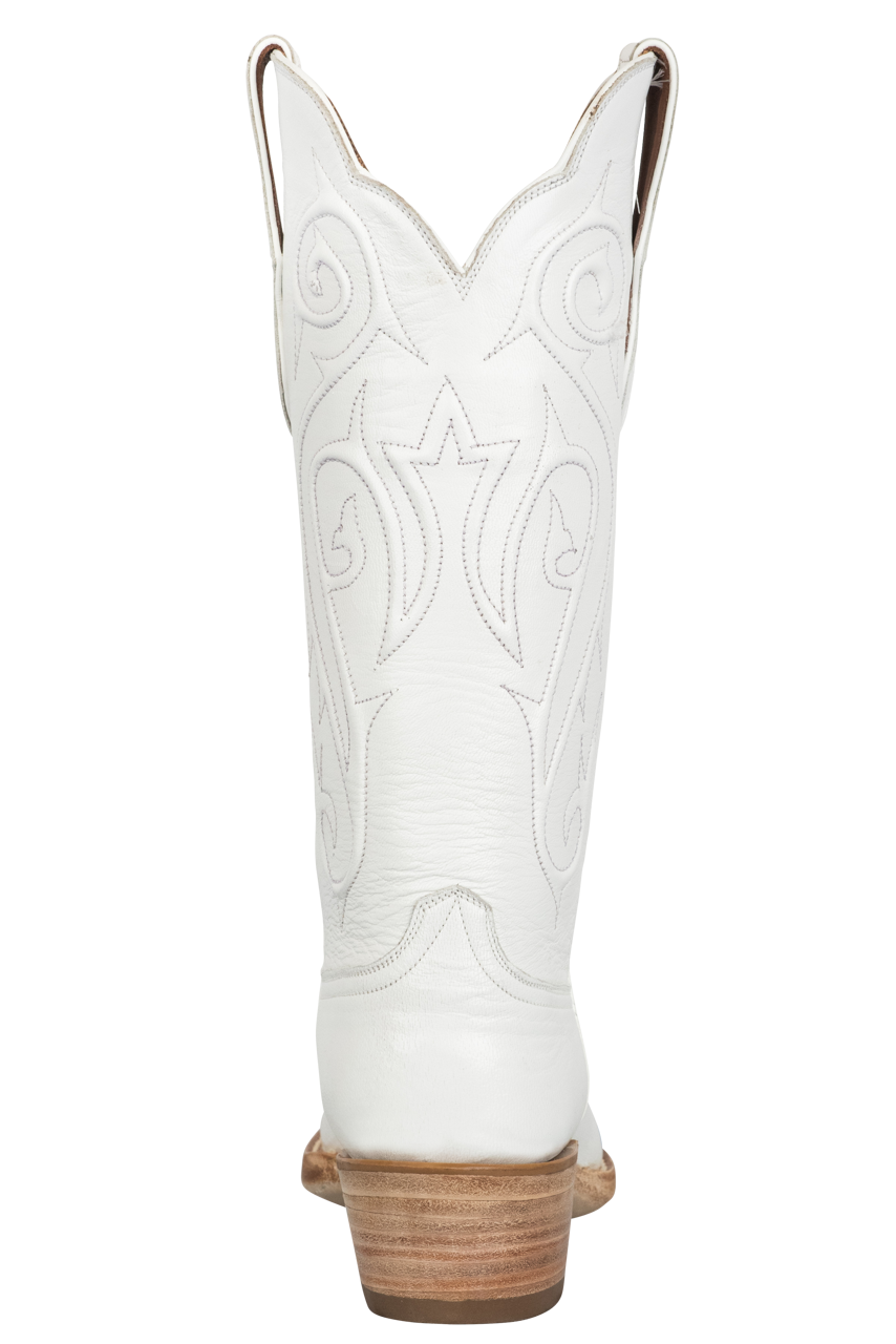 Black Jack Goat Leather Cowgirl Boots for Women - Western Style White Riding Boots - Perfect for Country Music Festivals, Rodeos & Horseback Riding