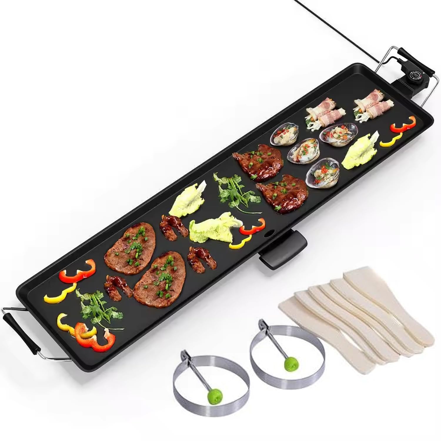 35 Inch Electric Griddle Teppanyaki Grill BBQ - Portable Charcoal Grill & Smoker - Compact Foldable Outdoor Cooking Grill for Travel, Camping, Picnic, Backyard & Patio - Perfect for Home Use, Tailgating & RV Trips