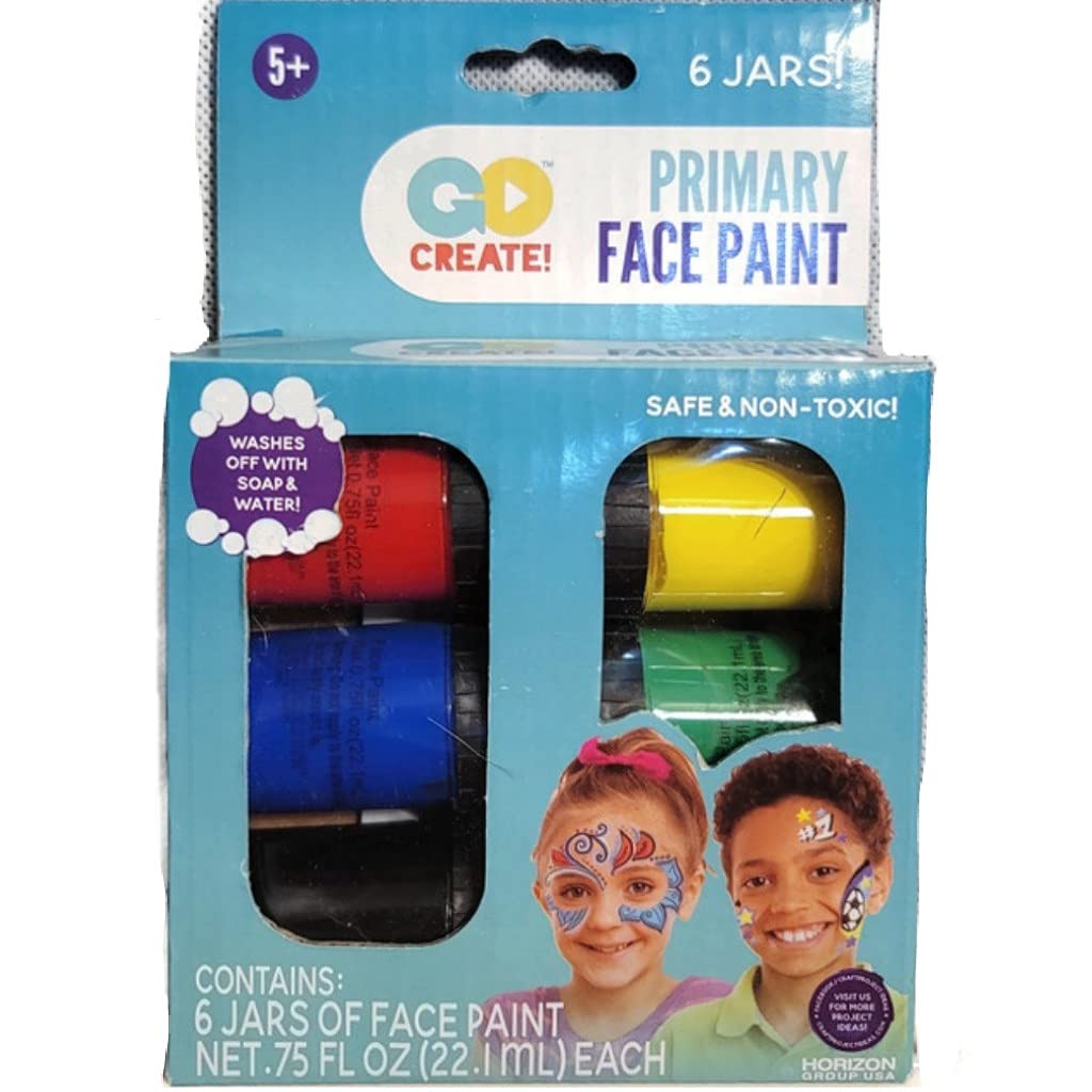 Go Create Permanent Acrylic Paint Set - 6 Vibrant Colors in Jars for Canvas Painting, DIY Crafts & Home Decor