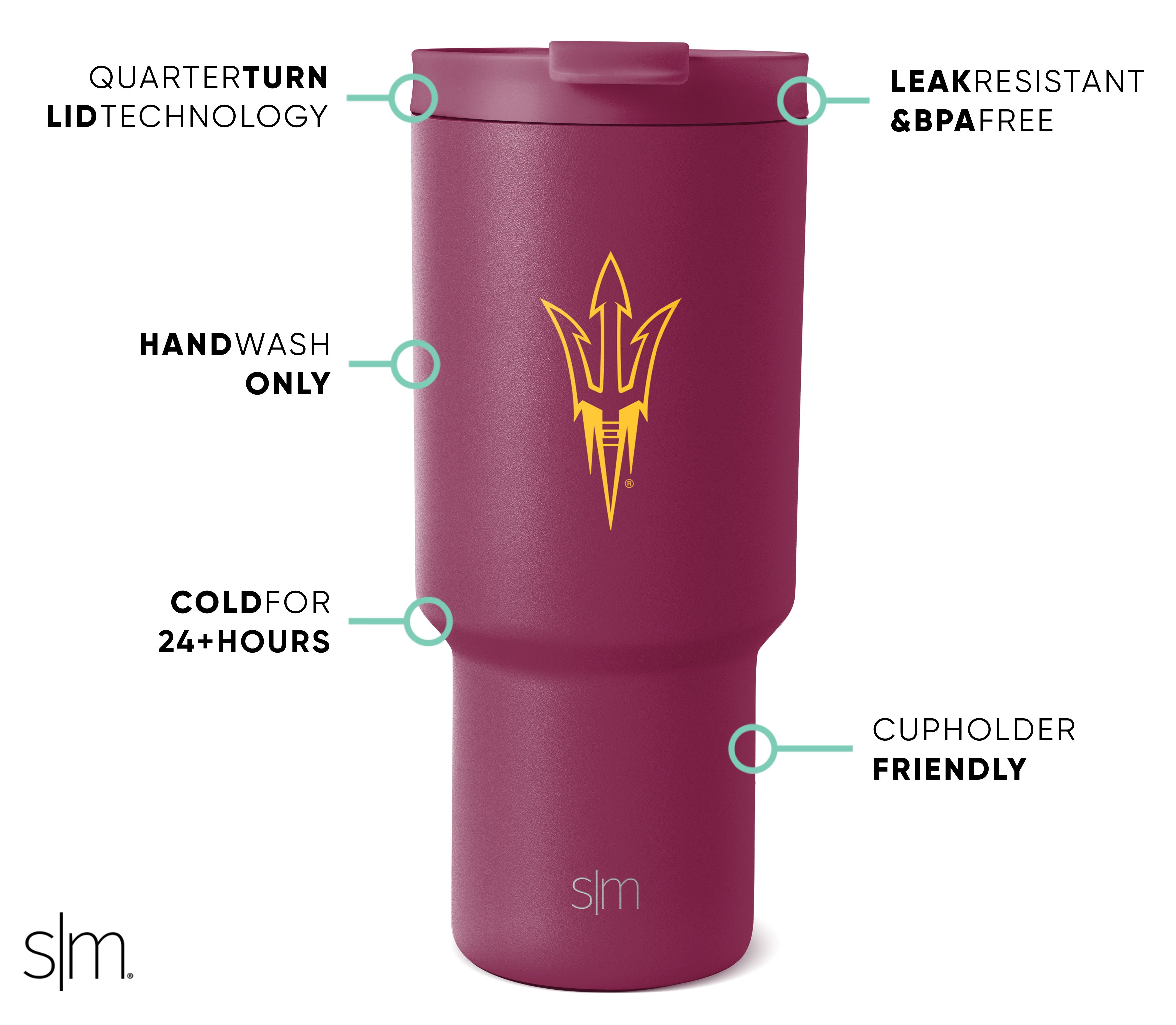 Collegiate Trek Tumbler - Insulated Stainless Steel Water Bottle with Lid for College Students | Perfect for Campus, Hiking & Outdoor Adventures