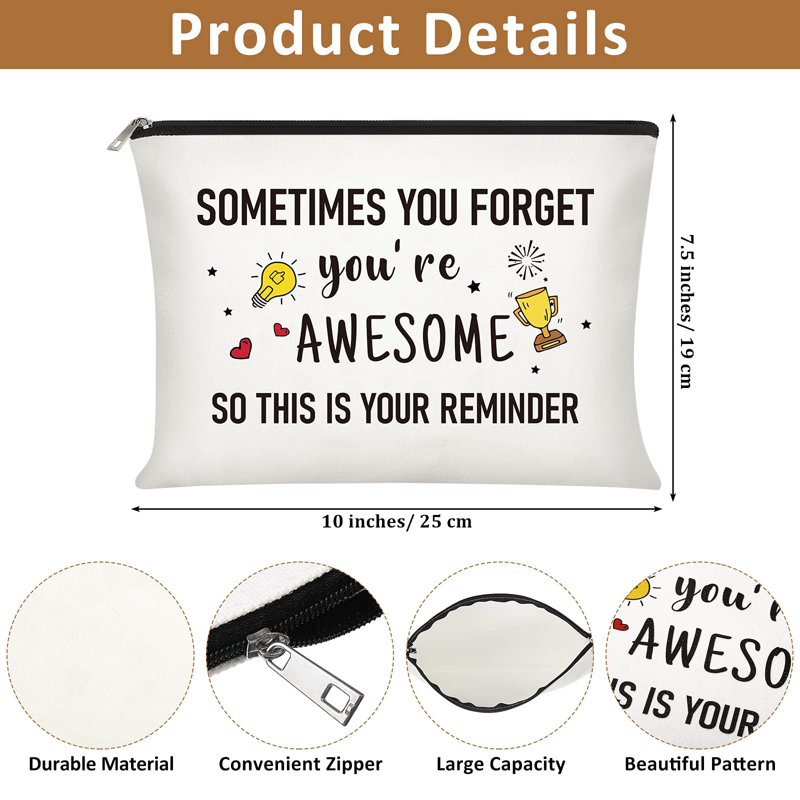 **Xuniea 2-Piece Inspirational Makeup Bags for Women - 
