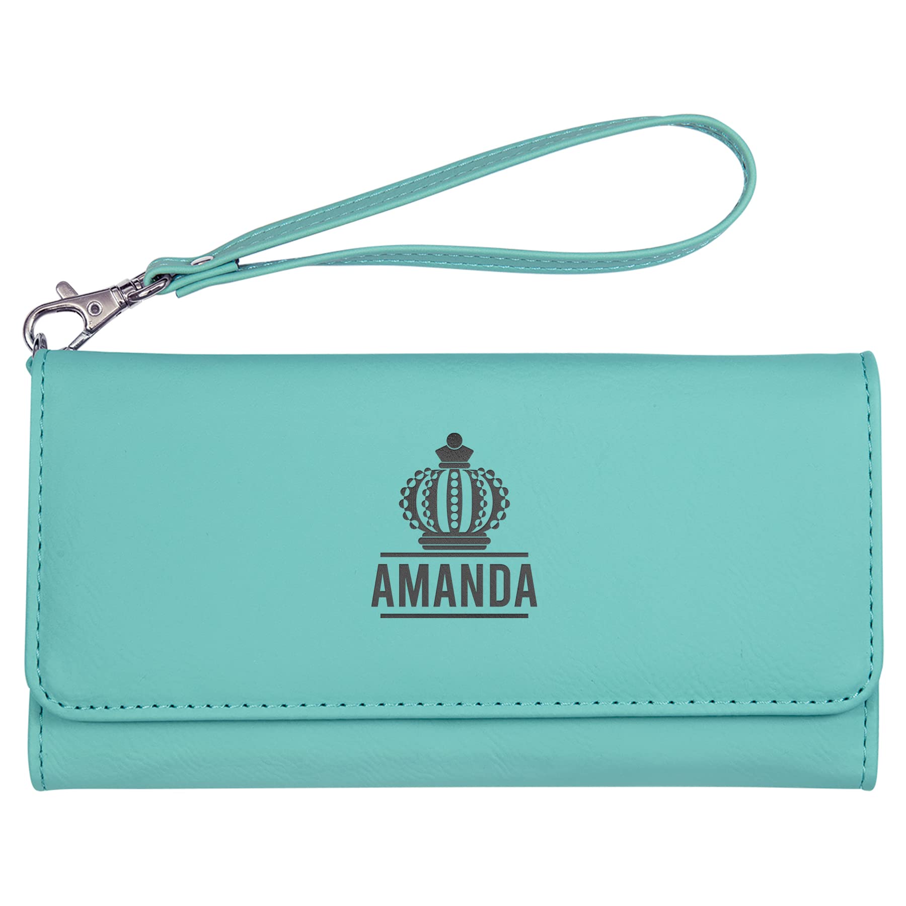 Personalized Women's Leatherette Zip Wallet with Laser Engraving - Custom Wristlet Clutch for Everyday Use, Travel & Gifts