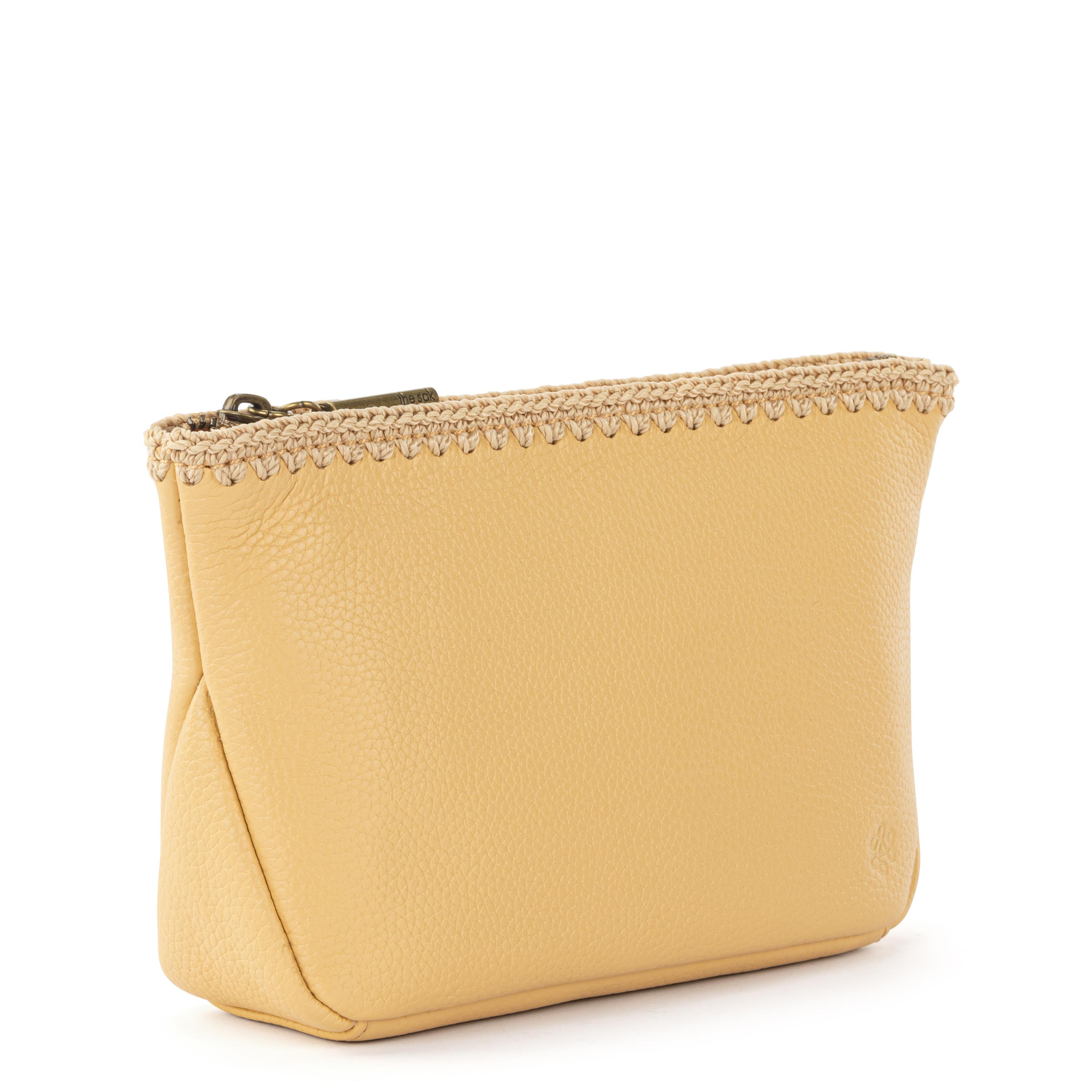 Premium Leather Essential Pouch - Buttercup Yellow - Perfect for Travel, Makeup & Everyday Essentials