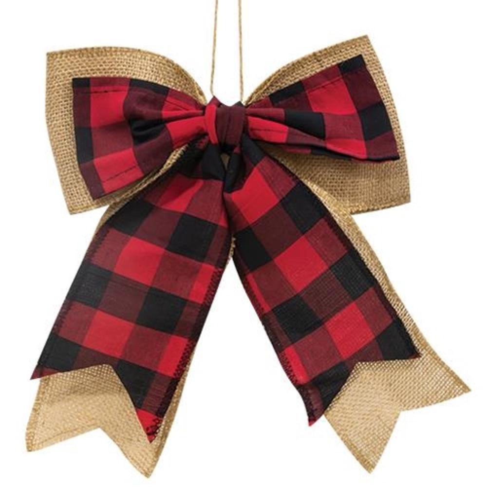Buffalo Check and Burlap Bow - Rustic Farmhouse Style Hair Accessory for Women | Perfect for Weddings, Parties, and Everyday Wear