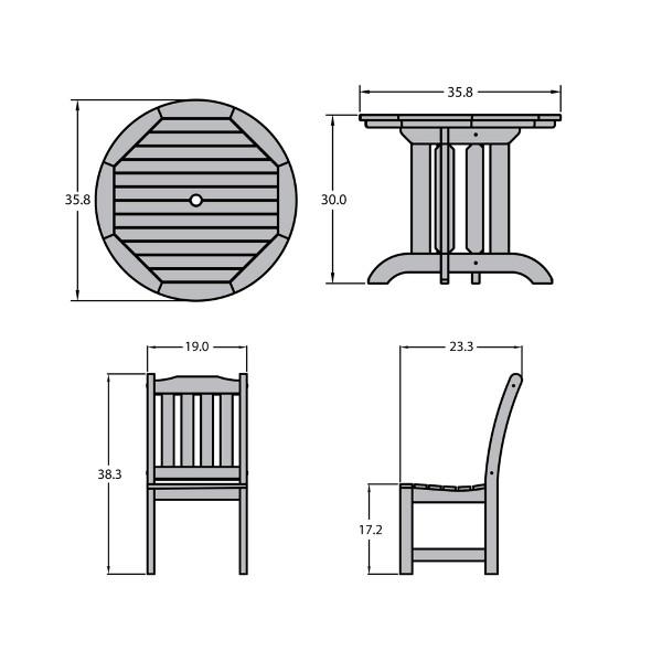 Lehigh Collection 3-Piece Round Outdoor Patio Dining Set - Perfect for Backyard, Garden & Poolside Entertaining