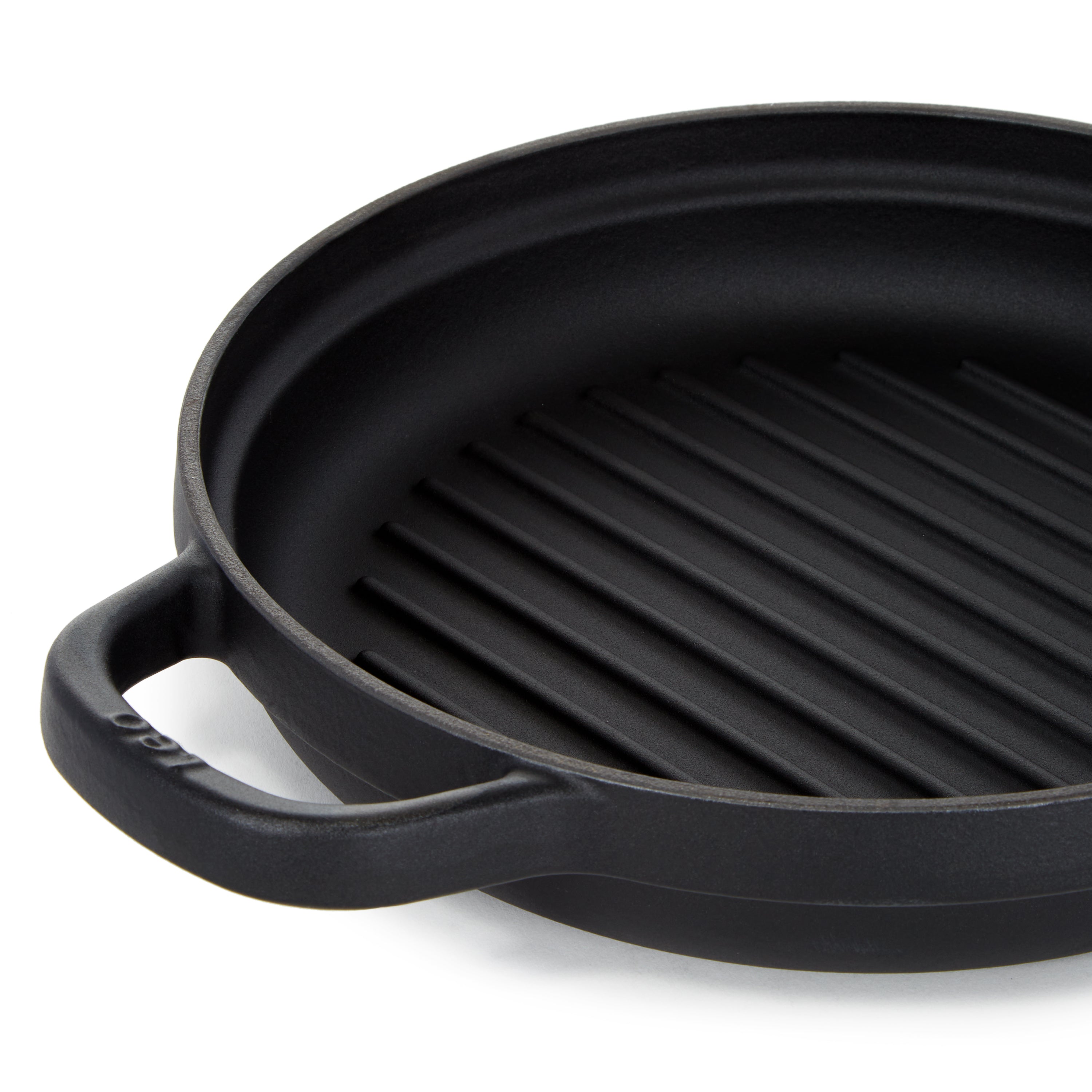 BergHOFF Leo Graphite Enamel Cast Iron Round Grill Pan 10.25 Inch - Premium Non-Stick Grill Pan for Steak, Chicken & Vegetables - Perfect for Indoor & Outdoor Cooking, BBQ, Camping & Stovetop Use