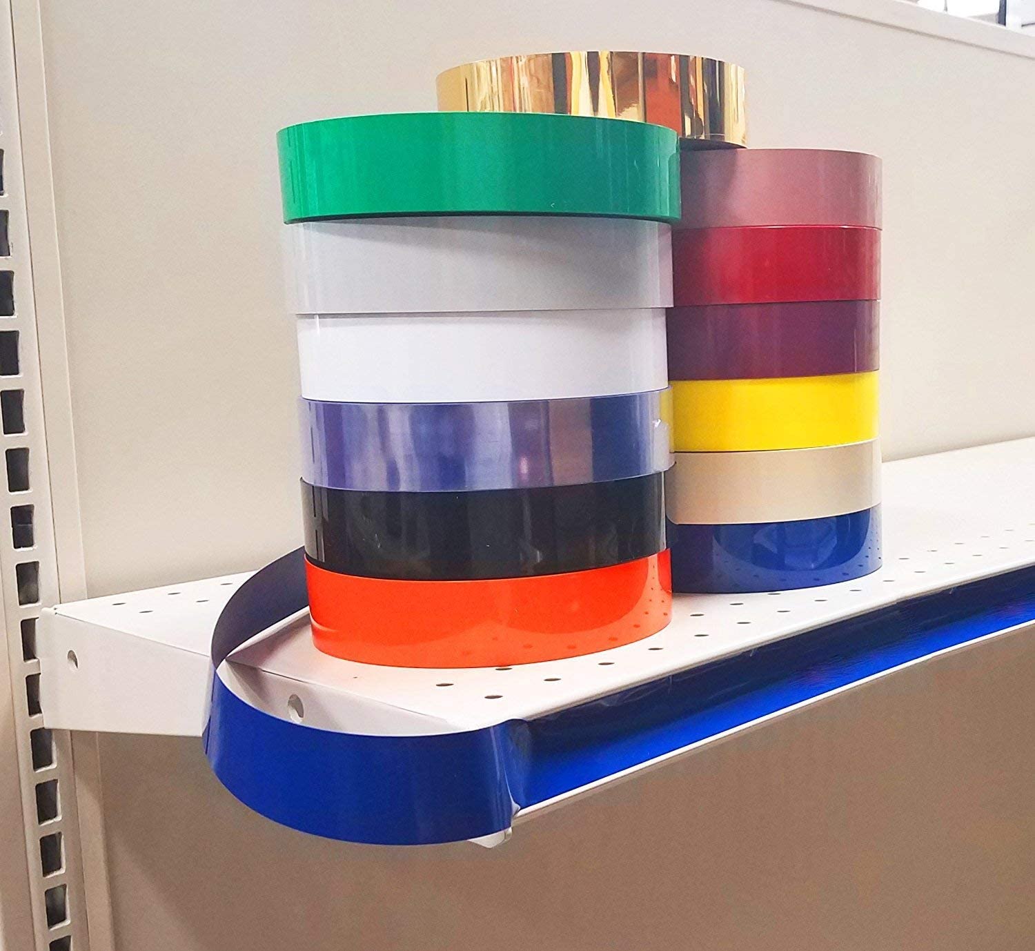 STORE FIXTURES DIRECT 10-Pack Blue Vinyl Gondola Shelving Inserts - 130 FT x 1.25 in Ticket Channel Decorative Strips for Retail Store Displays & Supermarket Shelving Organization