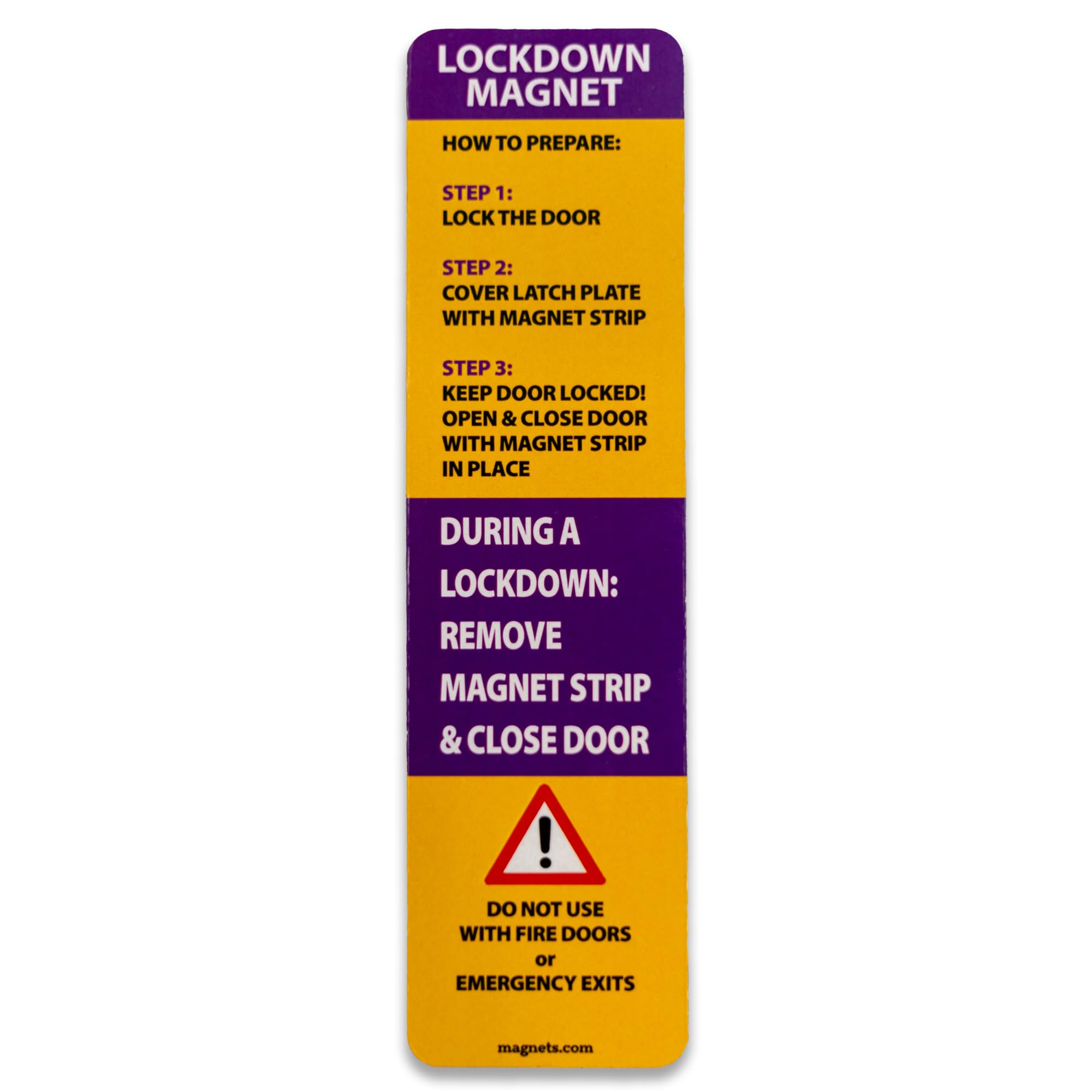 100 Pack - Heavy Duty 30mil Magnetic Strips for School Lockdowns & Emergency Preparedness - New & Improved Durable Lockdown Security Strips (Purple) - Perfect for Classroom Doors, Windows & Emergency Exits