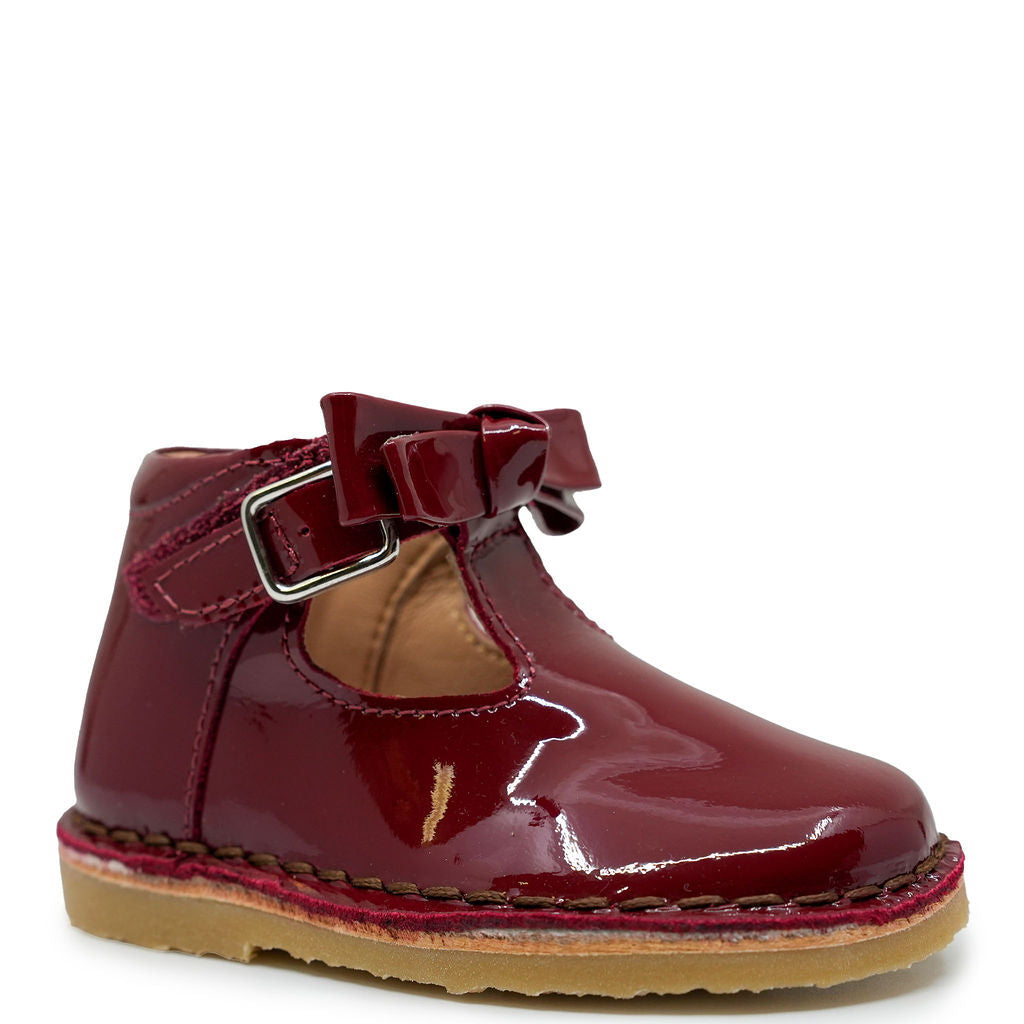 Petit Nord Cherry Patent Leather Baby Booties - Soft & Stylish First Walkers for Infants & Toddlers - Perfect for Special Occasions, Photo Shoots & Everyday Wear