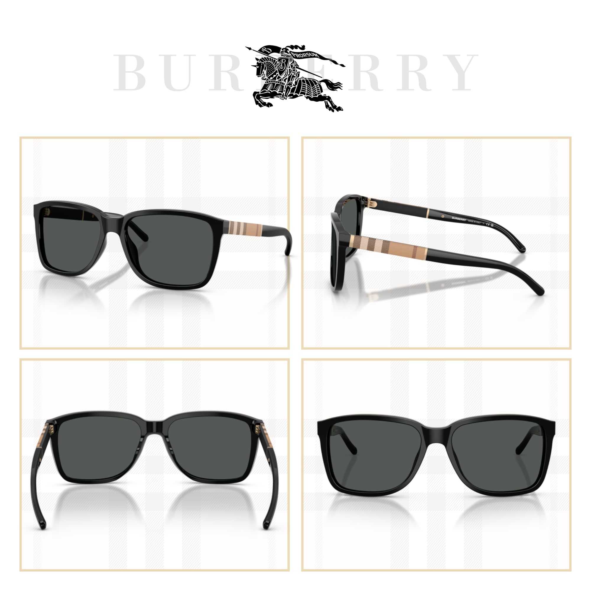 BURBERRY BE4181 Square Sunglasses for Men - Premium Designer Sunglasses with UV Protection + Free iWear Eyewear Kit | Perfect for Outdoor Activities, Travel, and Fashion Accessories