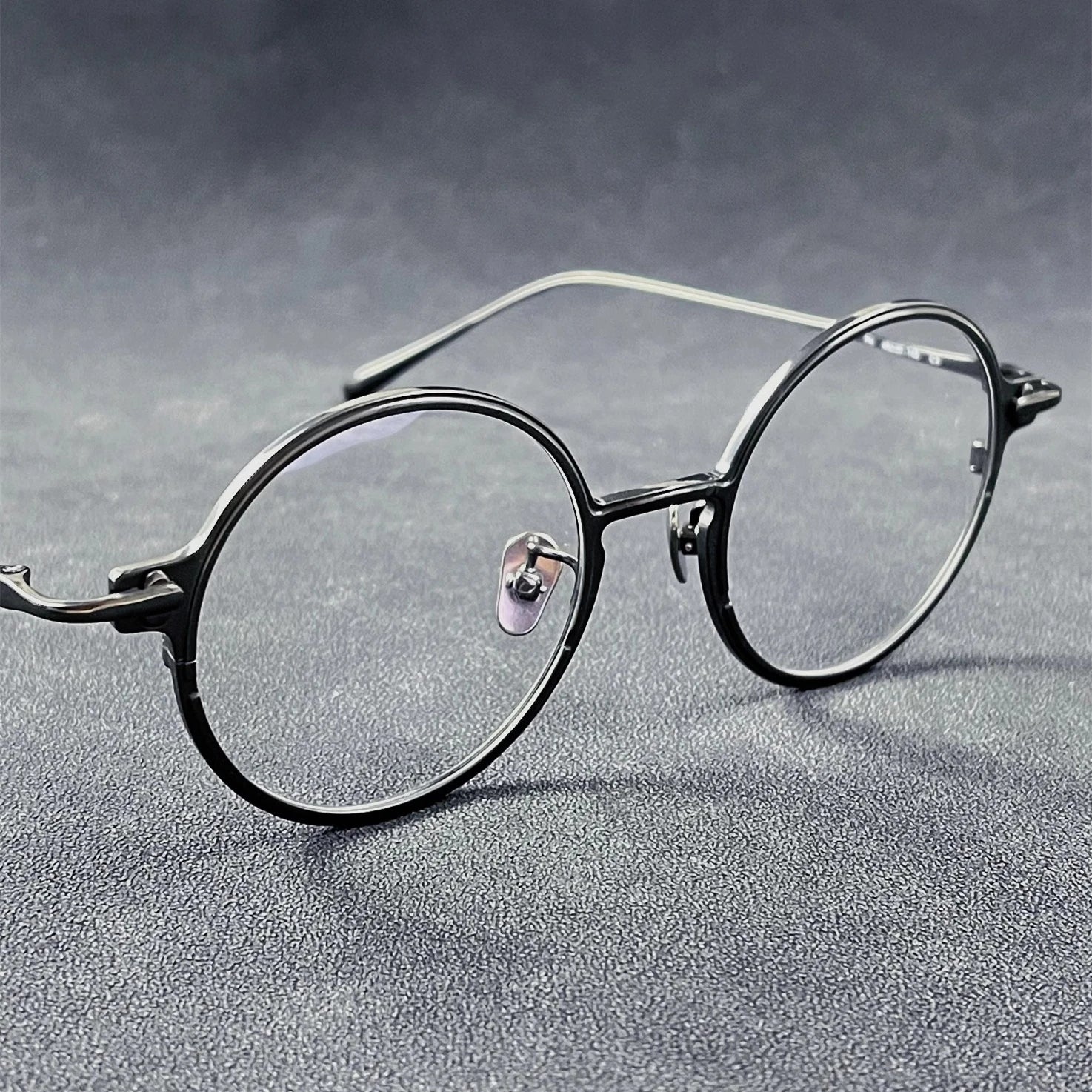 Stylish Unisex Black Titanium Round Eyeglasses - Full Rim Lightweight Frame for Men & Women - Perfect for Reading, Work, and Everyday Fashion