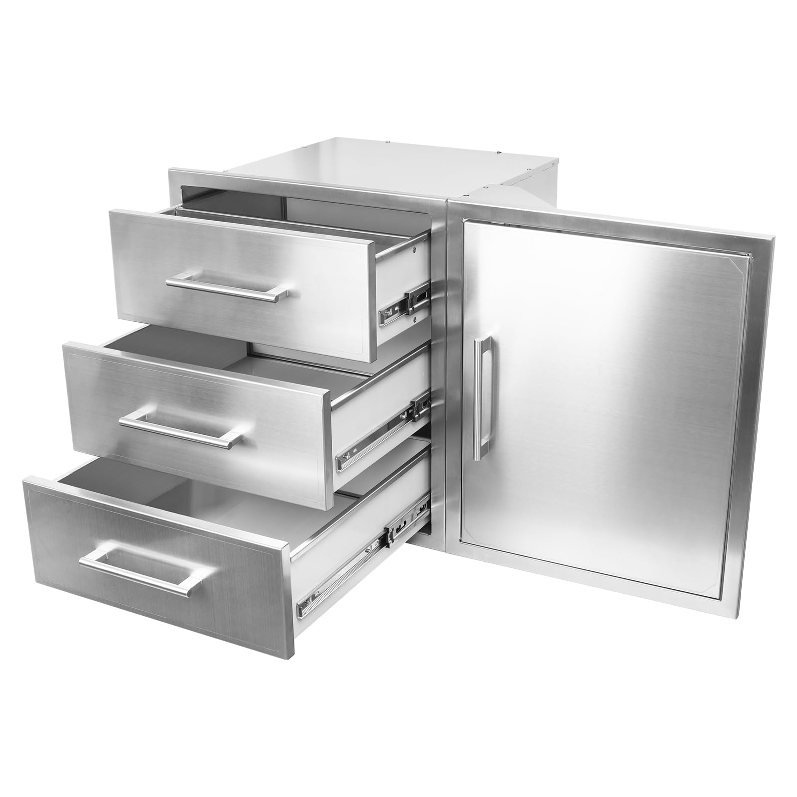 Stainless Steel Outdoor Kitchen Drawer Combo - BBQ Access Trash Drawer Set for BBQ Island & Grilling Station (37