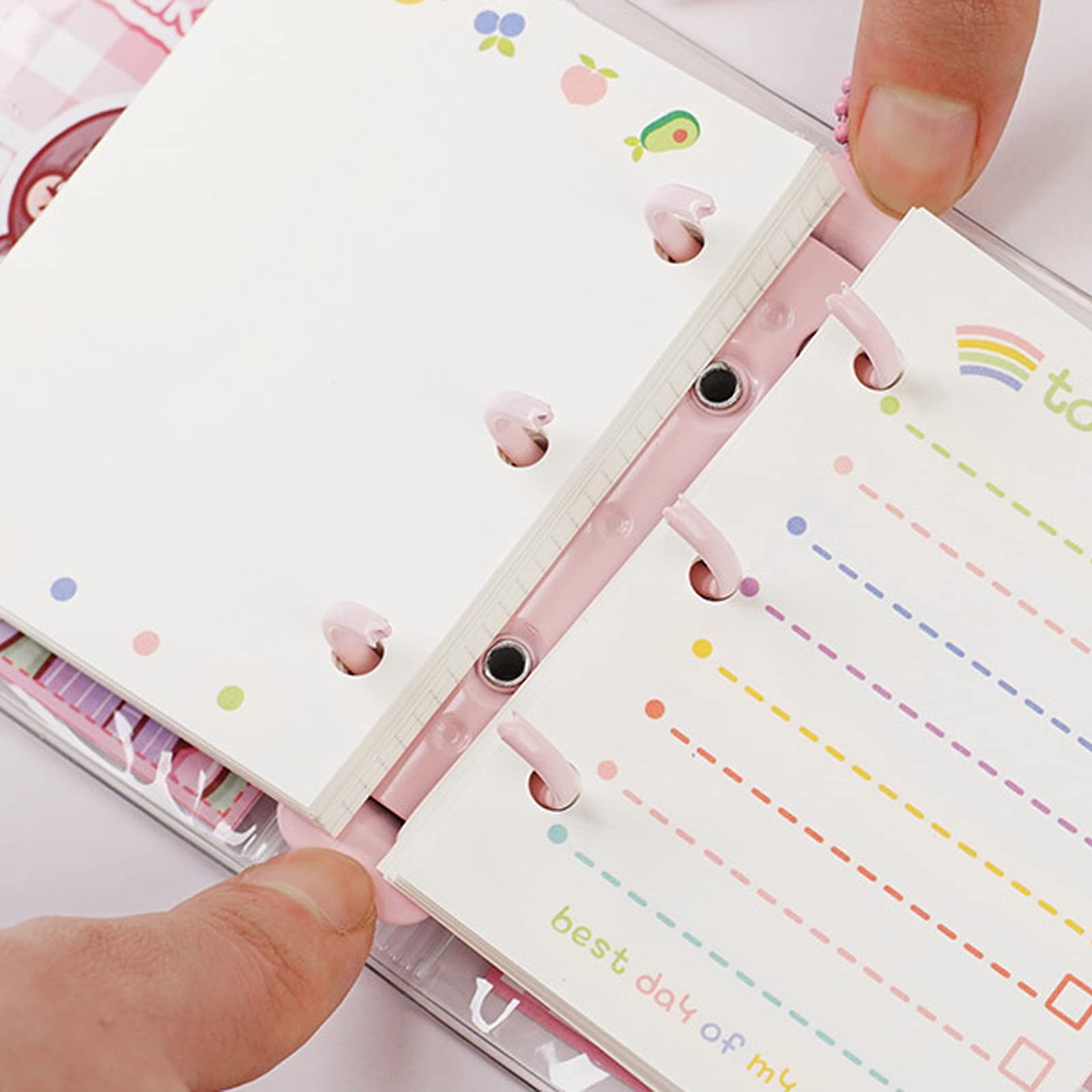 Mini Transparent Binder Notebooks with Keychain - Soft Plastic PVC 3-Ring Organizer for School, Office & Travel | Planner Cover with Inner Papers for Notes, Journaling & Daily Planning